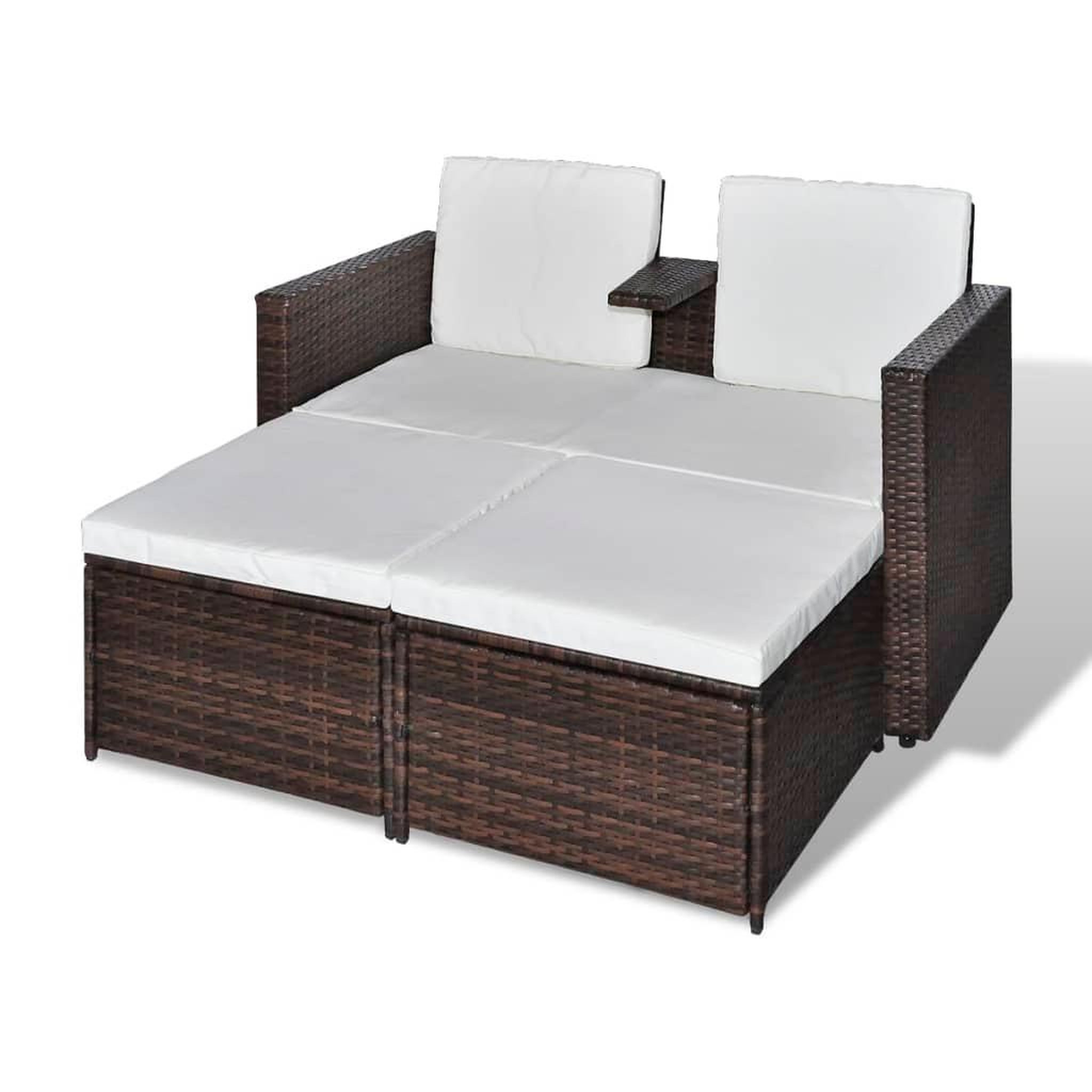 Voir la diapositive 2 : VIDAXL Salon de jardin 4 pcs avec coussins Resine tressee Marron