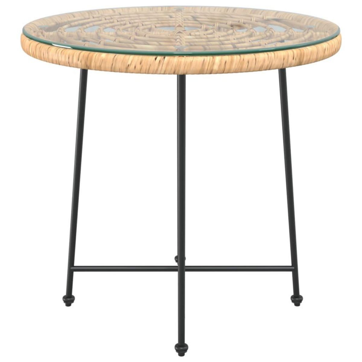 VIDAXL Table de salle a manger Ø80 cm Verre trempe et acier