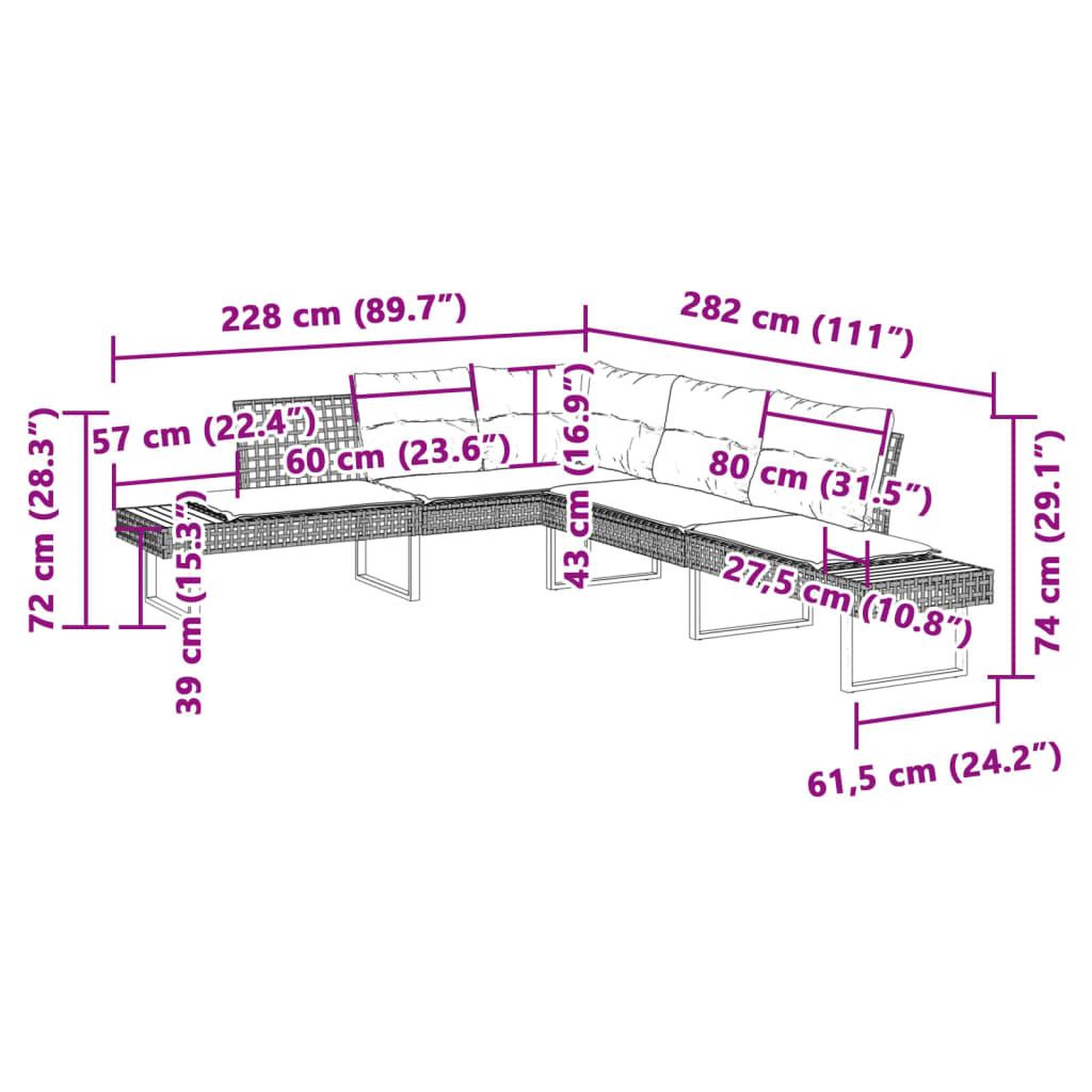 Voir la diapositive 6 : VIDAXL Salon de jardin avec coussins 5 pcs gris resine tressee acacia