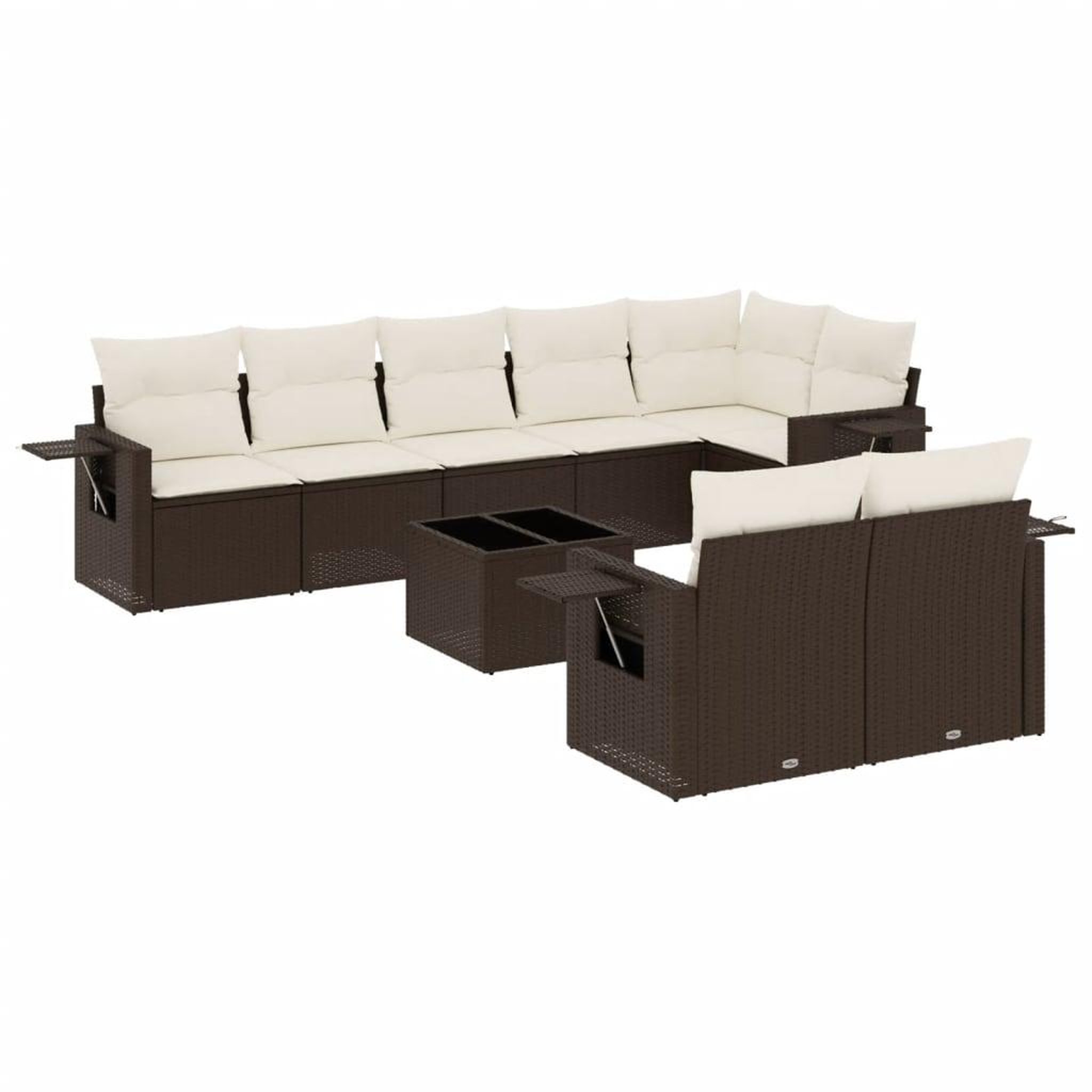 Voir la diapositive 2 : VIDAXL Salon de jardin avec coussins 9 pcs marron resine tressee