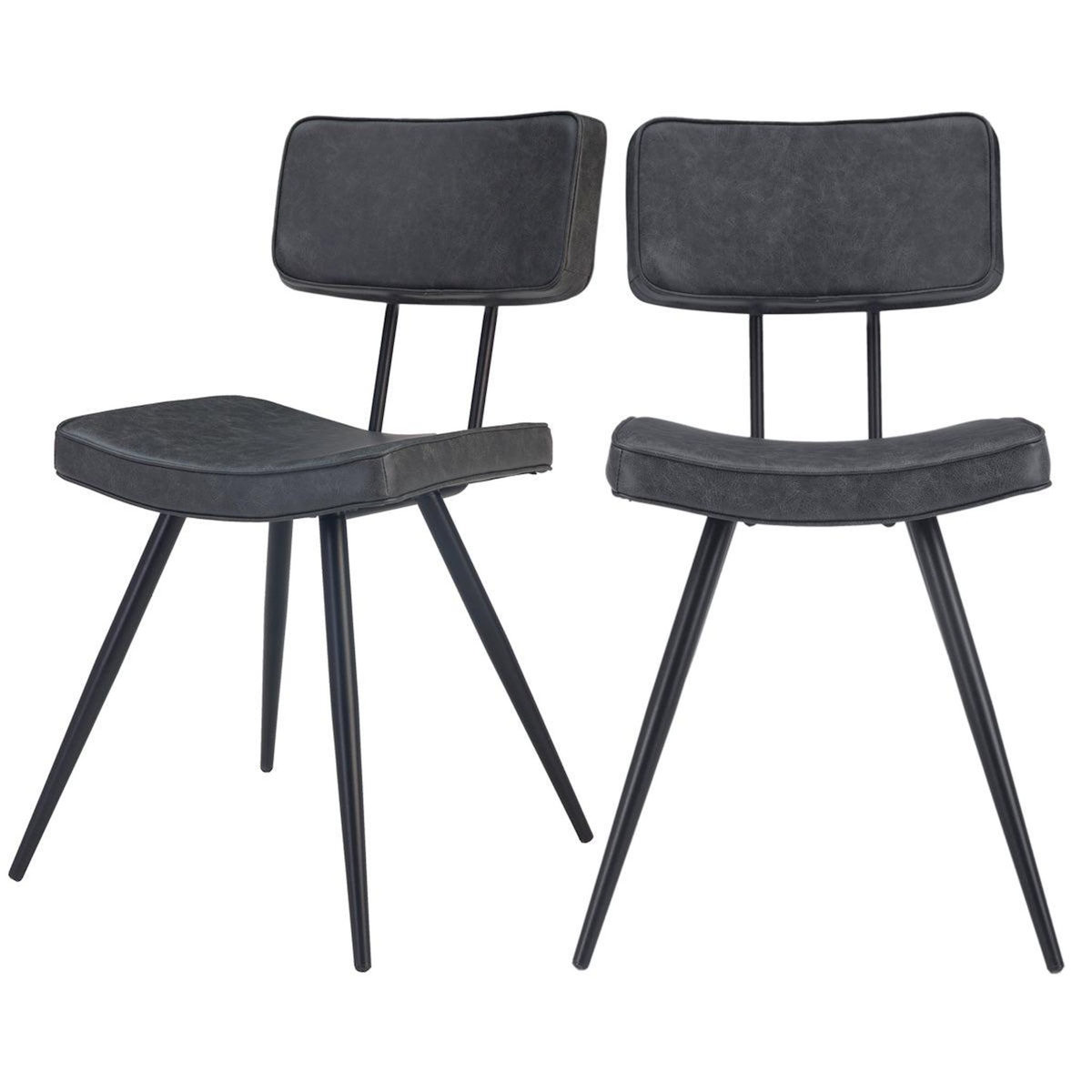 Rendez vous déco Lot de 2 chaises en cuir synthétique gris / noir-Texas