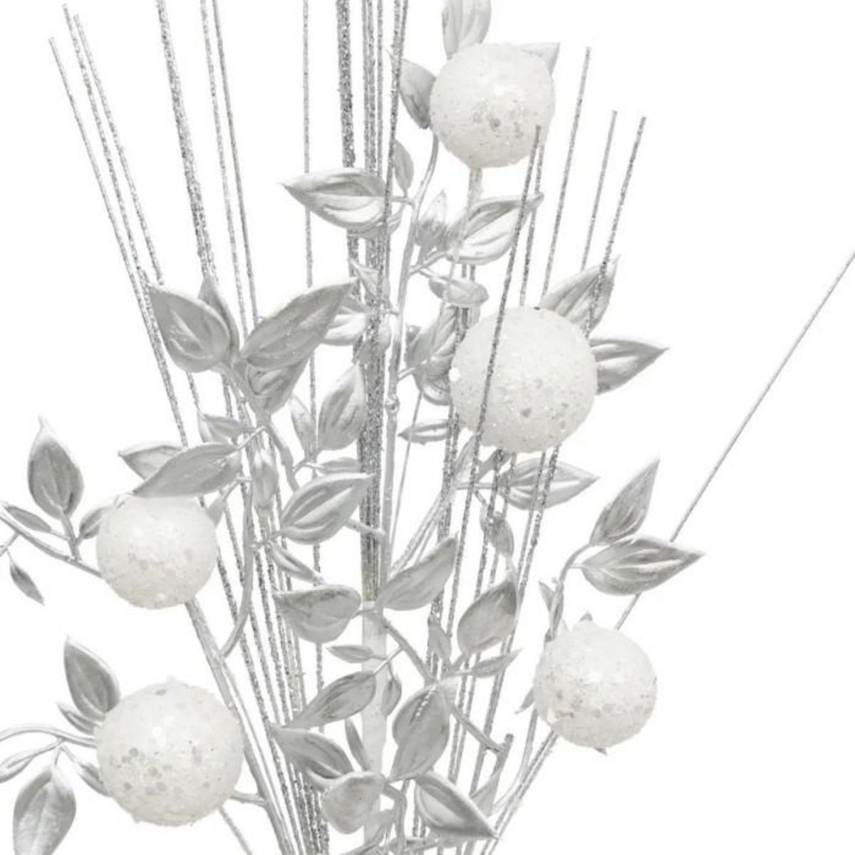ATMOSPHERA Branche Déco de Noël  Feuilles & Boules  75cm Argent