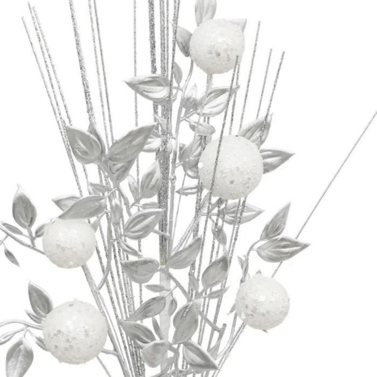 ATMOSPHERA Branche Déco de Noël  Feuilles & Boules  75cm Argent