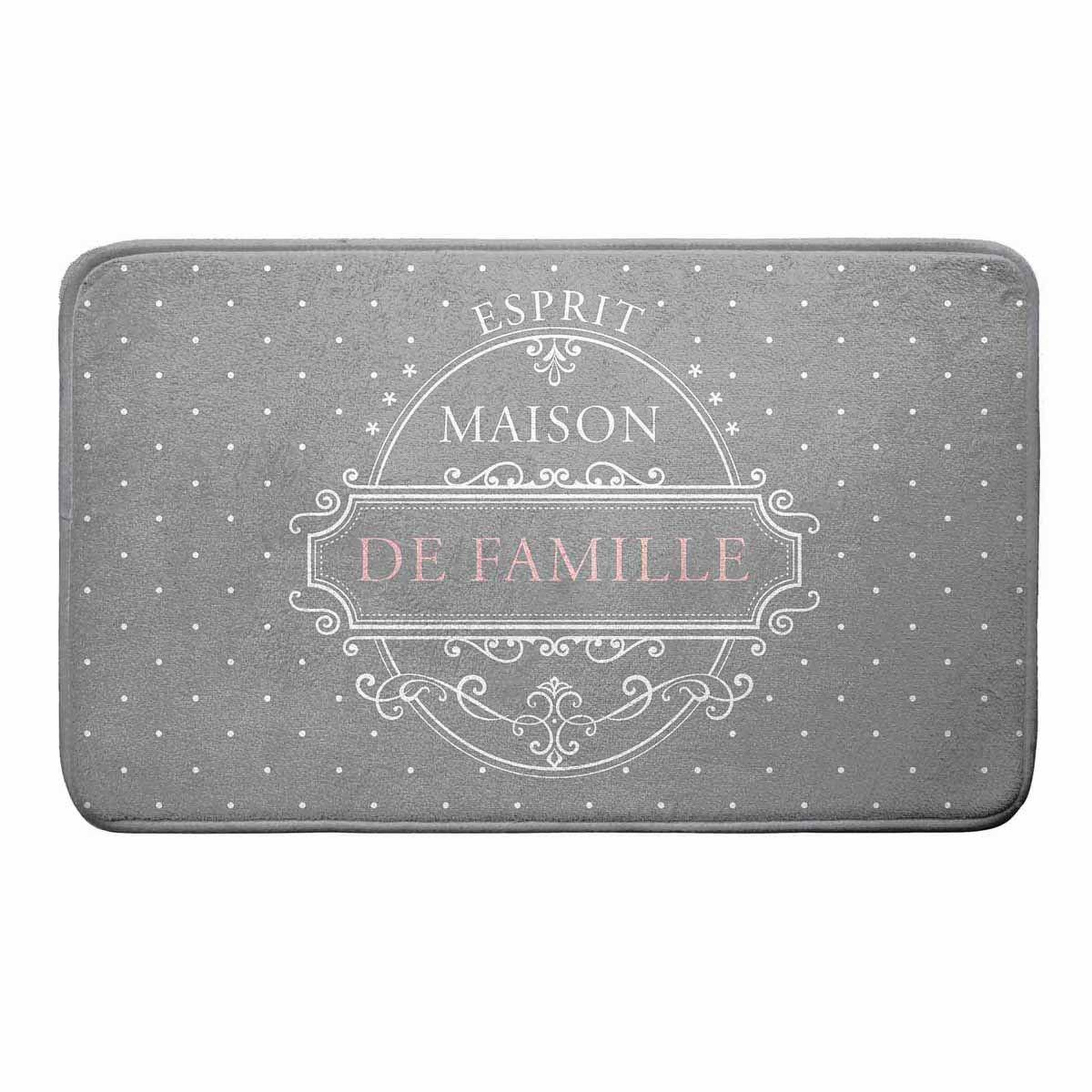 Douceur d'Intérieur Tapis de bain  maison de famille  45x75cm gris