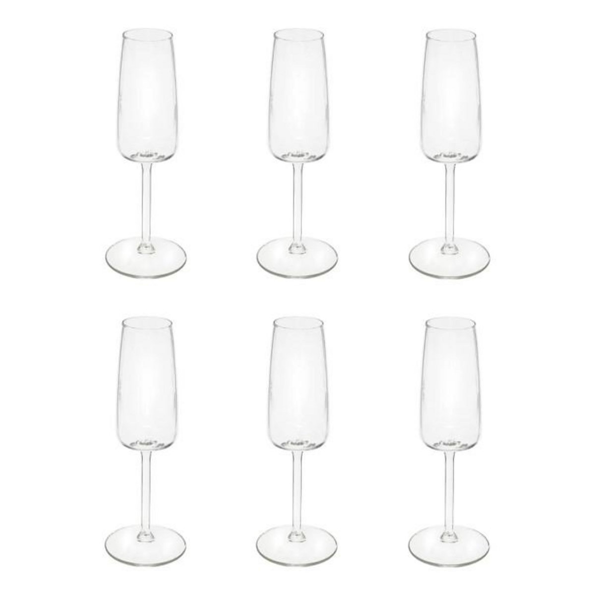 SECRET DE GOURMET Lot de 6 Flûtes à Champagne  Tanya  22cl Transparent