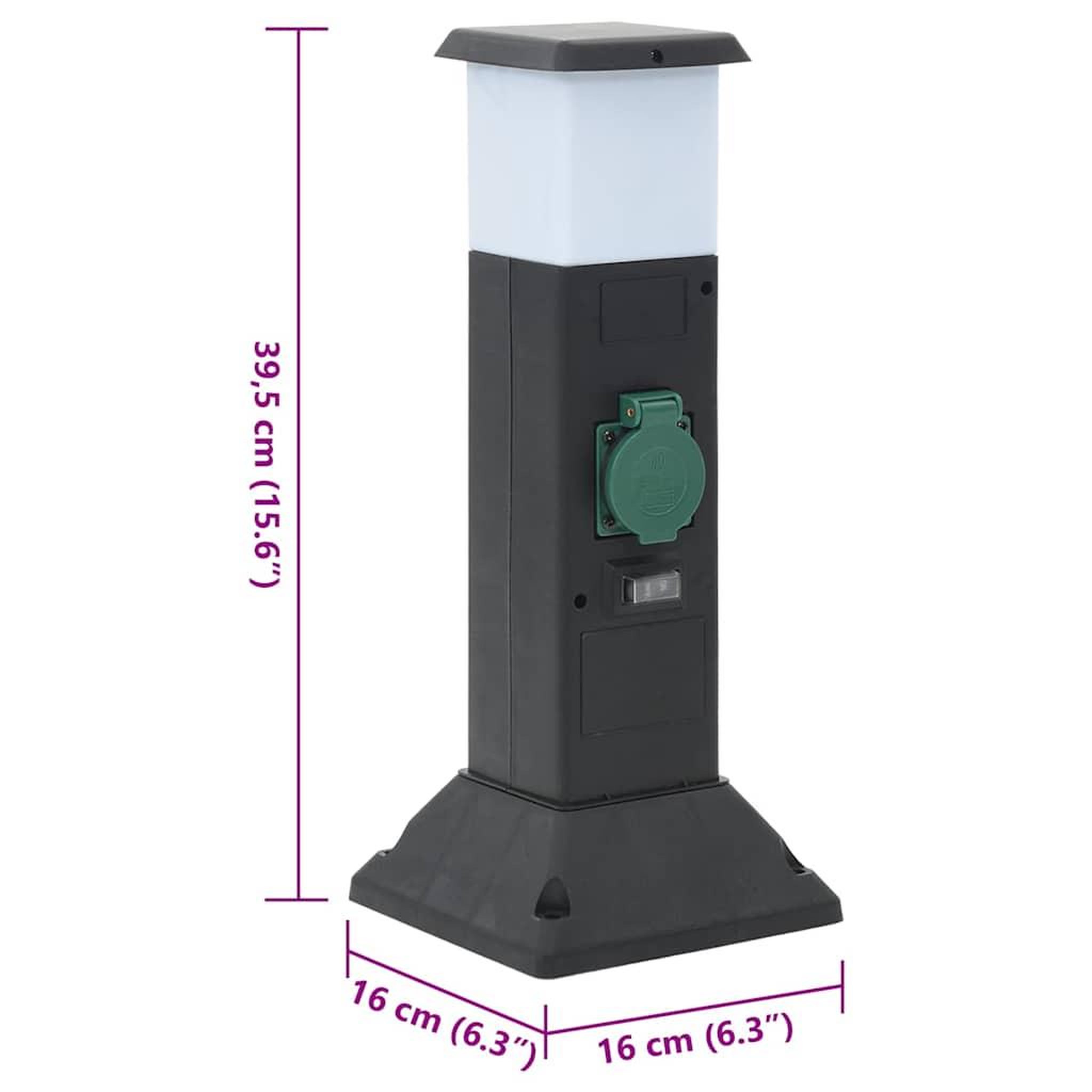 Voir la diapositive 6 : VIDAXL Colonne de prise d'exterieur avec lampe et piquet a 2 voies
