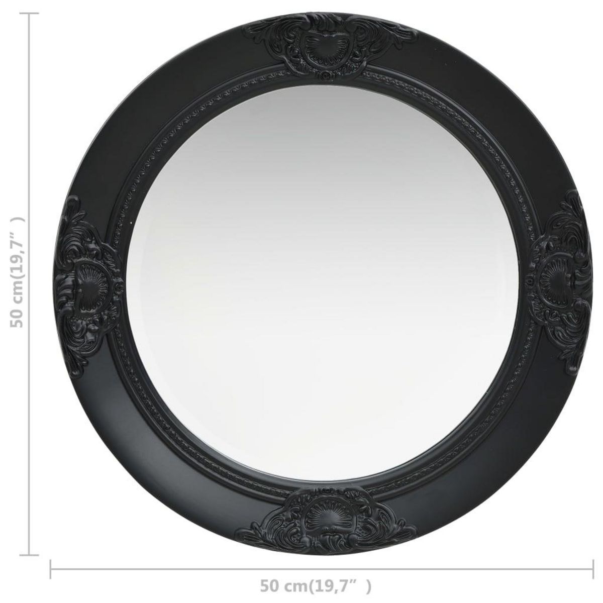 VIDAXL Miroir mural style baroque 50 cm noir