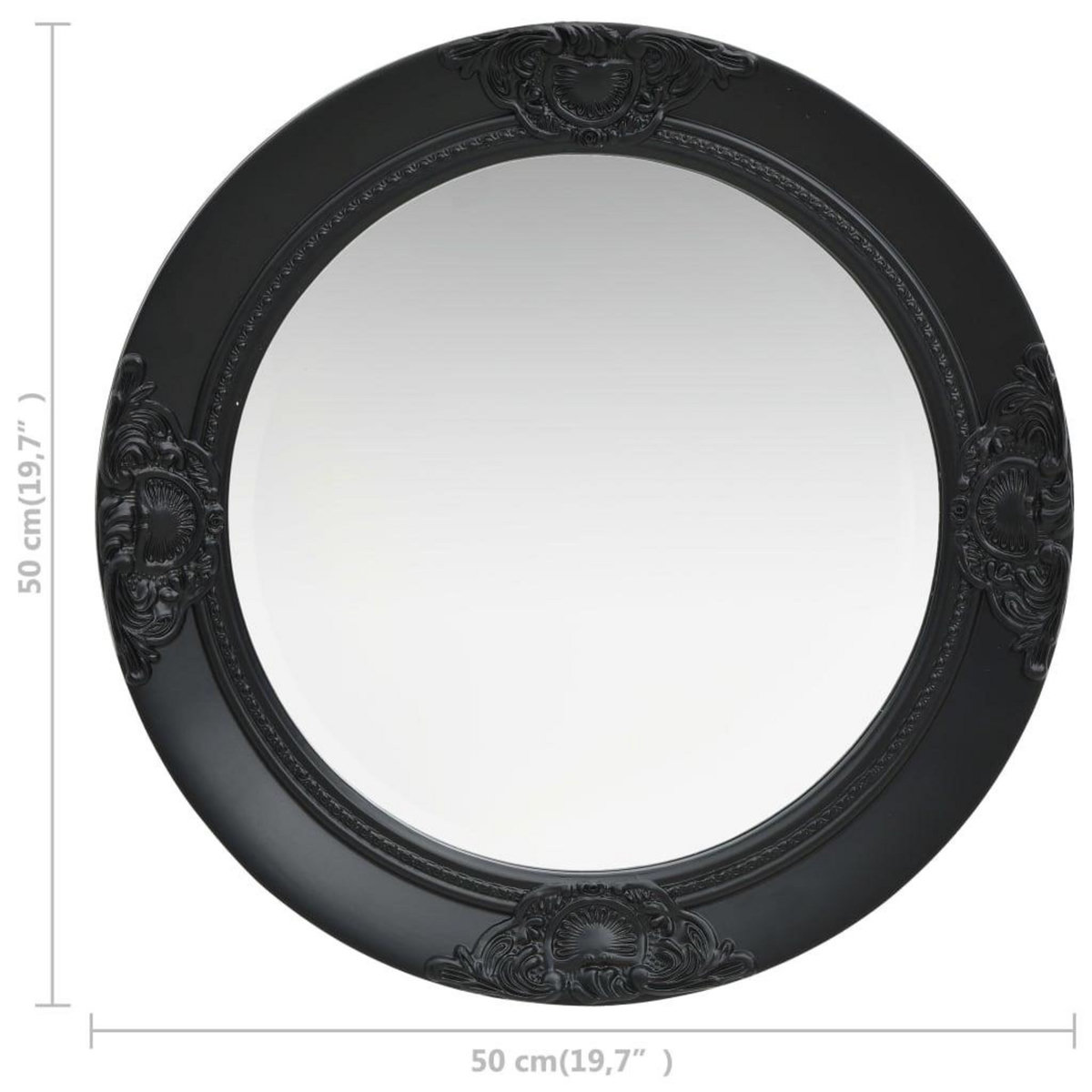 VIDAXL Miroir mural style baroque 50 cm noir