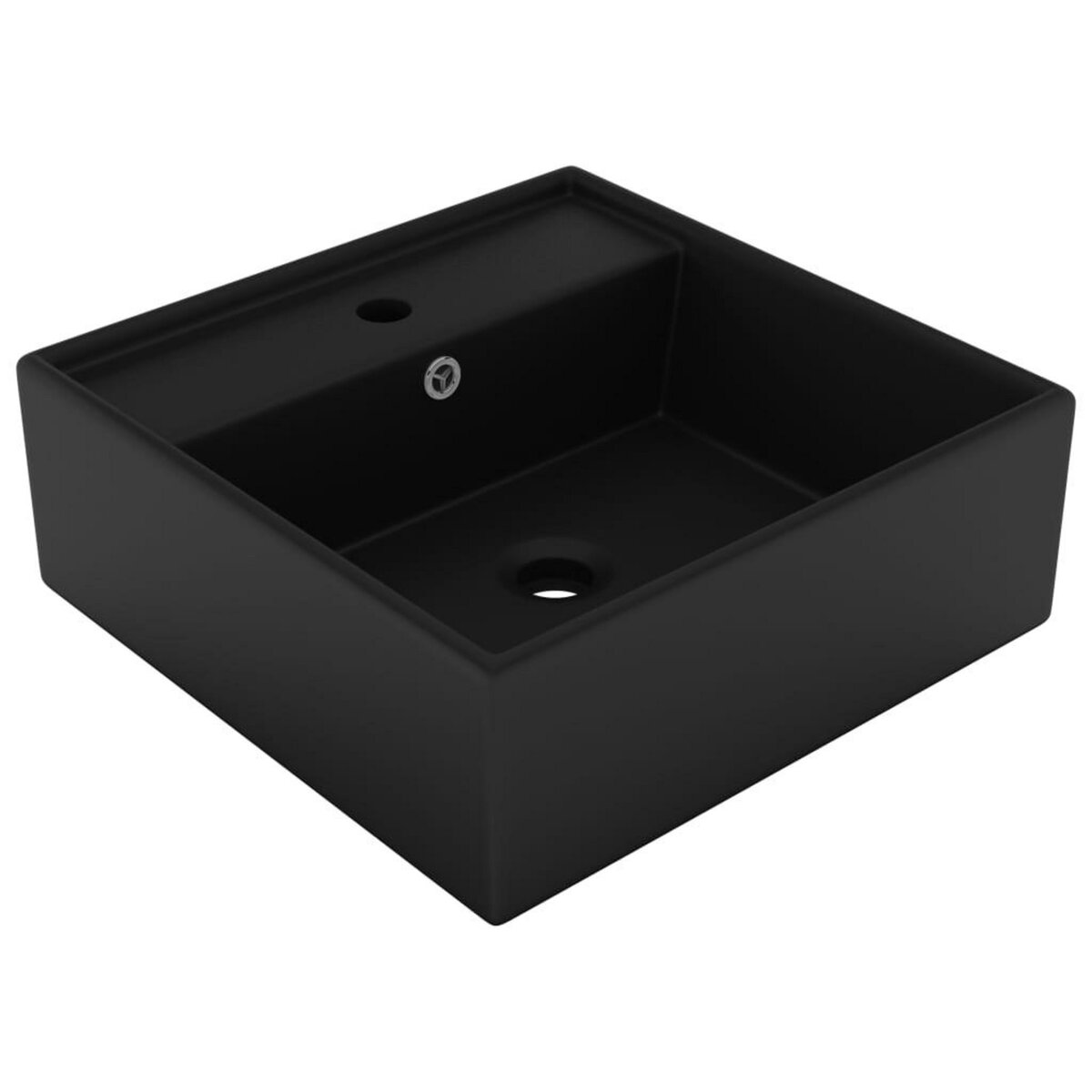 VIDAXL Lavabo carre de luxe a trop-plein Noir mat 41x41 cm Ceramique