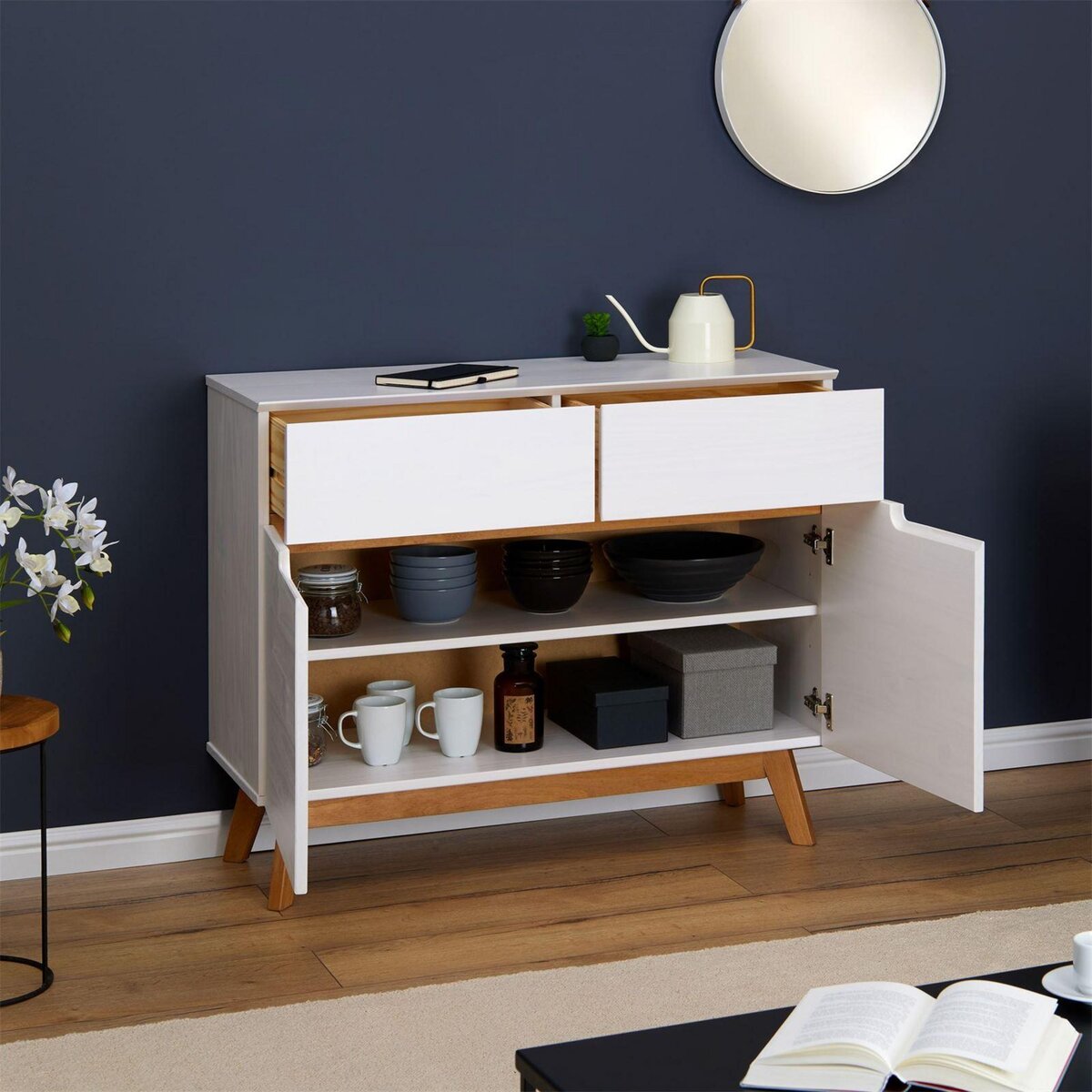 IDIMEX Buffet TIBOR, 2 tiroirs et 2 portes