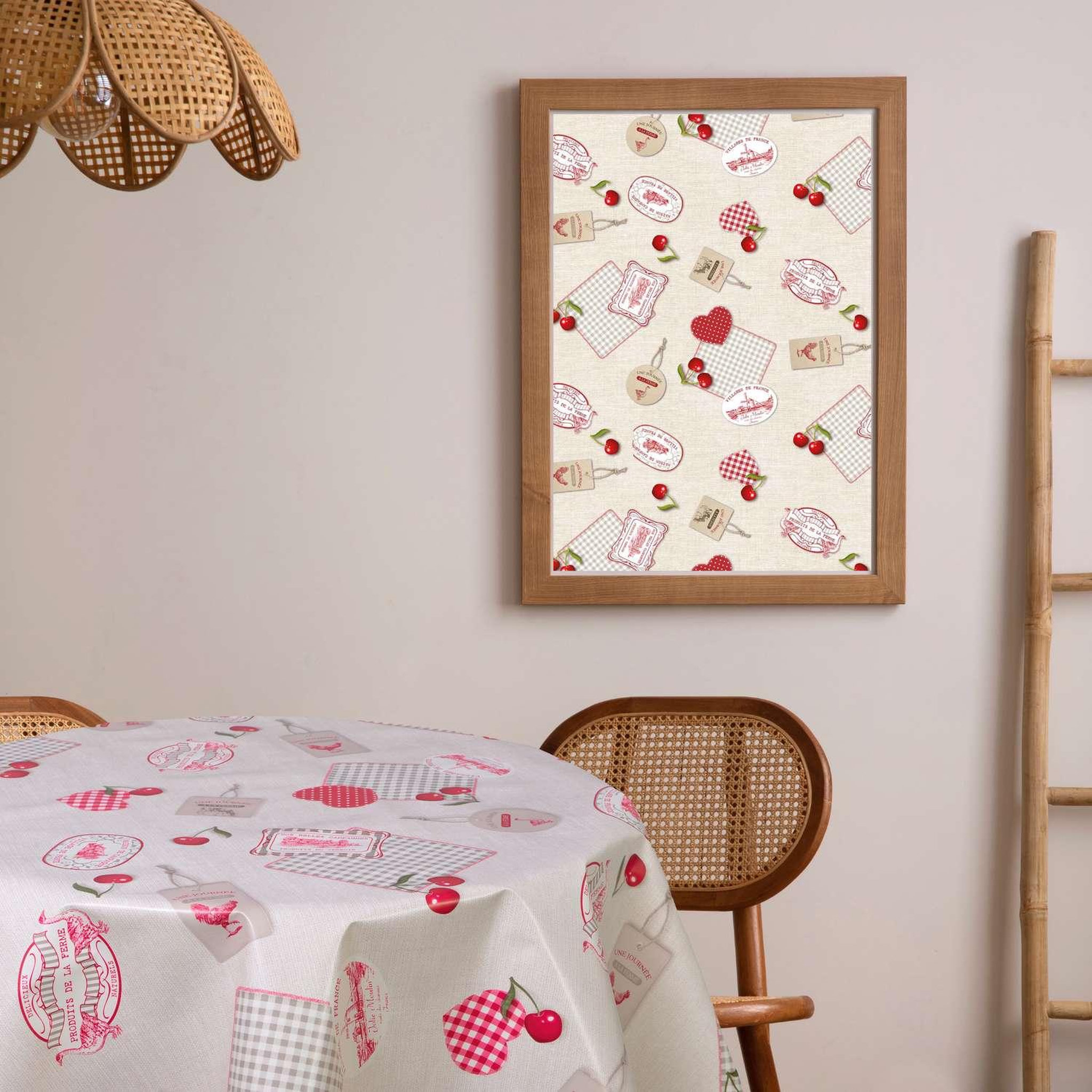 Voir la diapositive 2 : HABITABLE Nappe en toile cirée ronde campagne - diam. 135 cm - beige