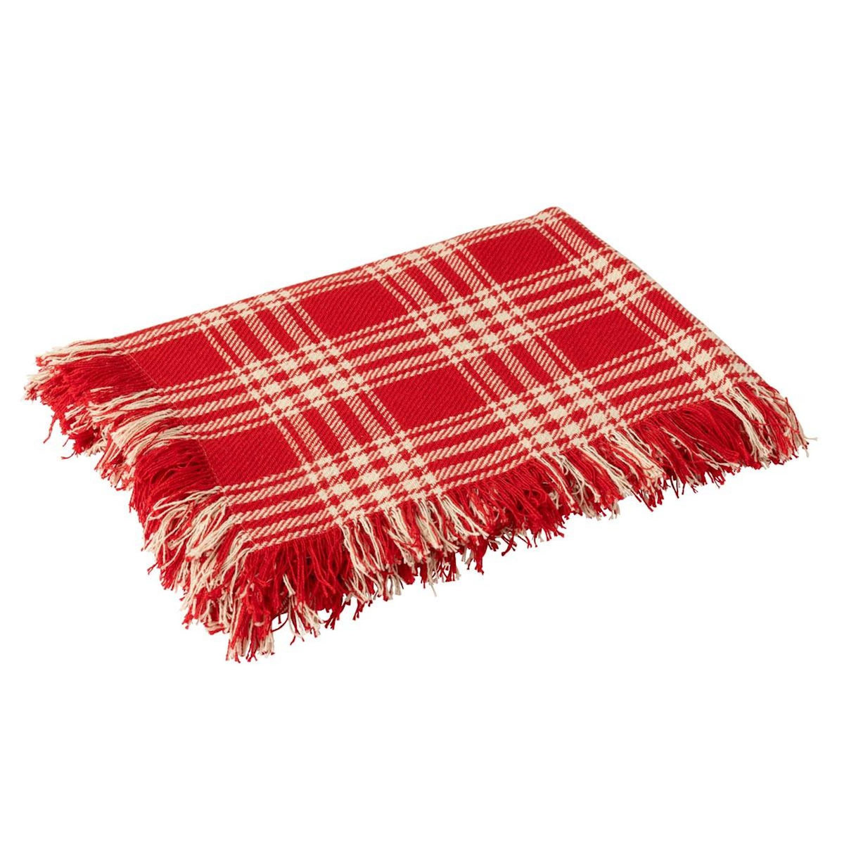 Paris Prix Plaid à Carreaux  Franges  130x180cm Rouge