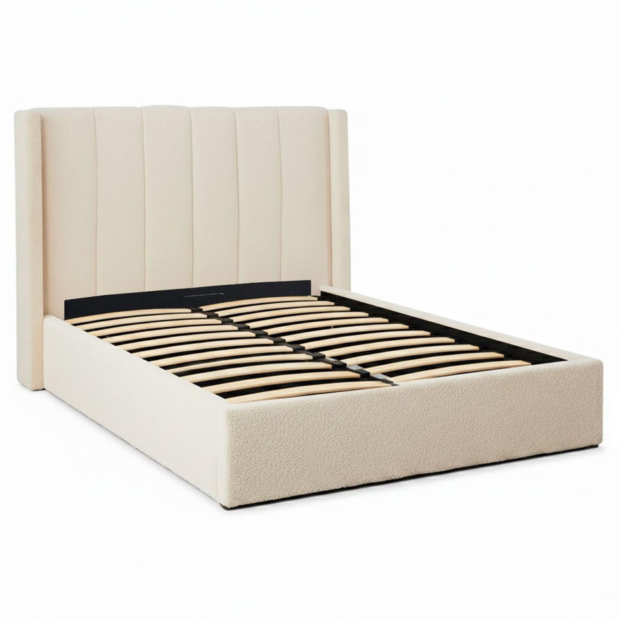 Voir la diapositive 2 : Paris Prix Pack lit coffre bouclette & matelas  maggie & goodream  140x190cm crème