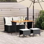VIDAXL Ensemble a manger de jardin 4 pcs avec coussins noir