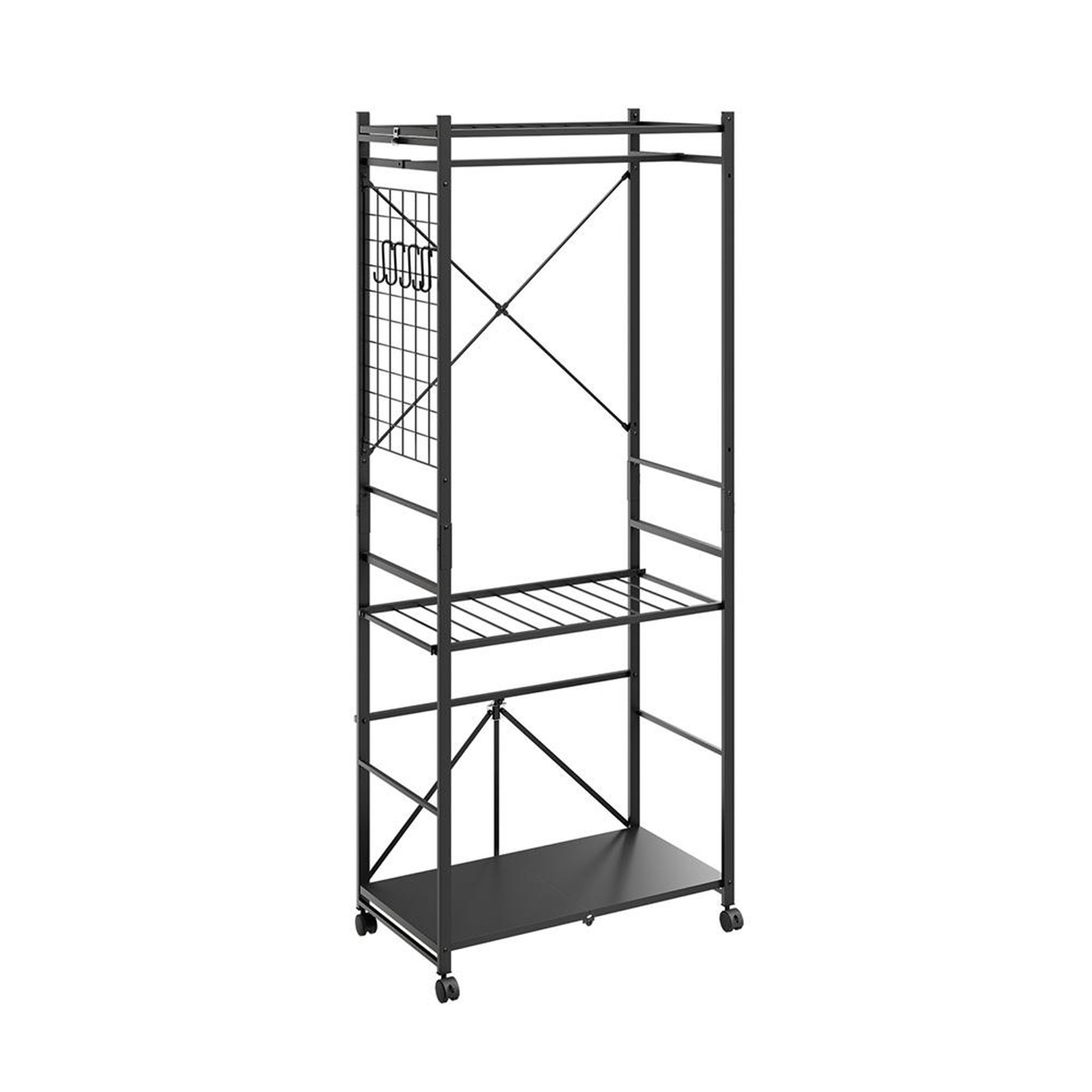 SOBUY Porte-manteaux sur roulettes Gris foncé 70x38x175cm KLS22-SCH