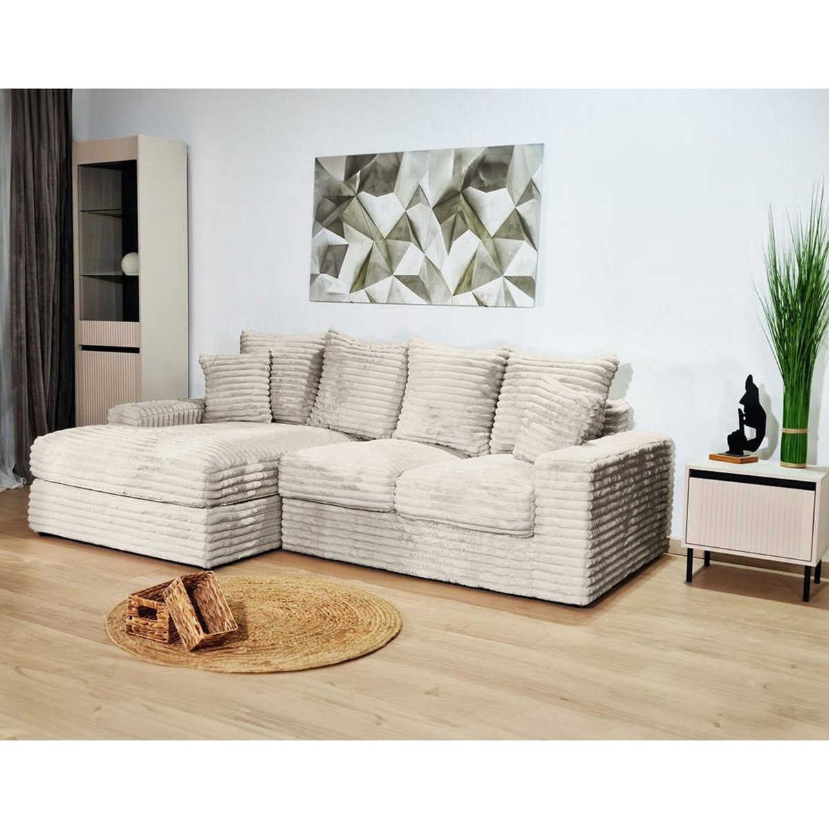 LISA DESIGN Andy - canapé d'angle gauche 4 places en fausse fourrure côtelée