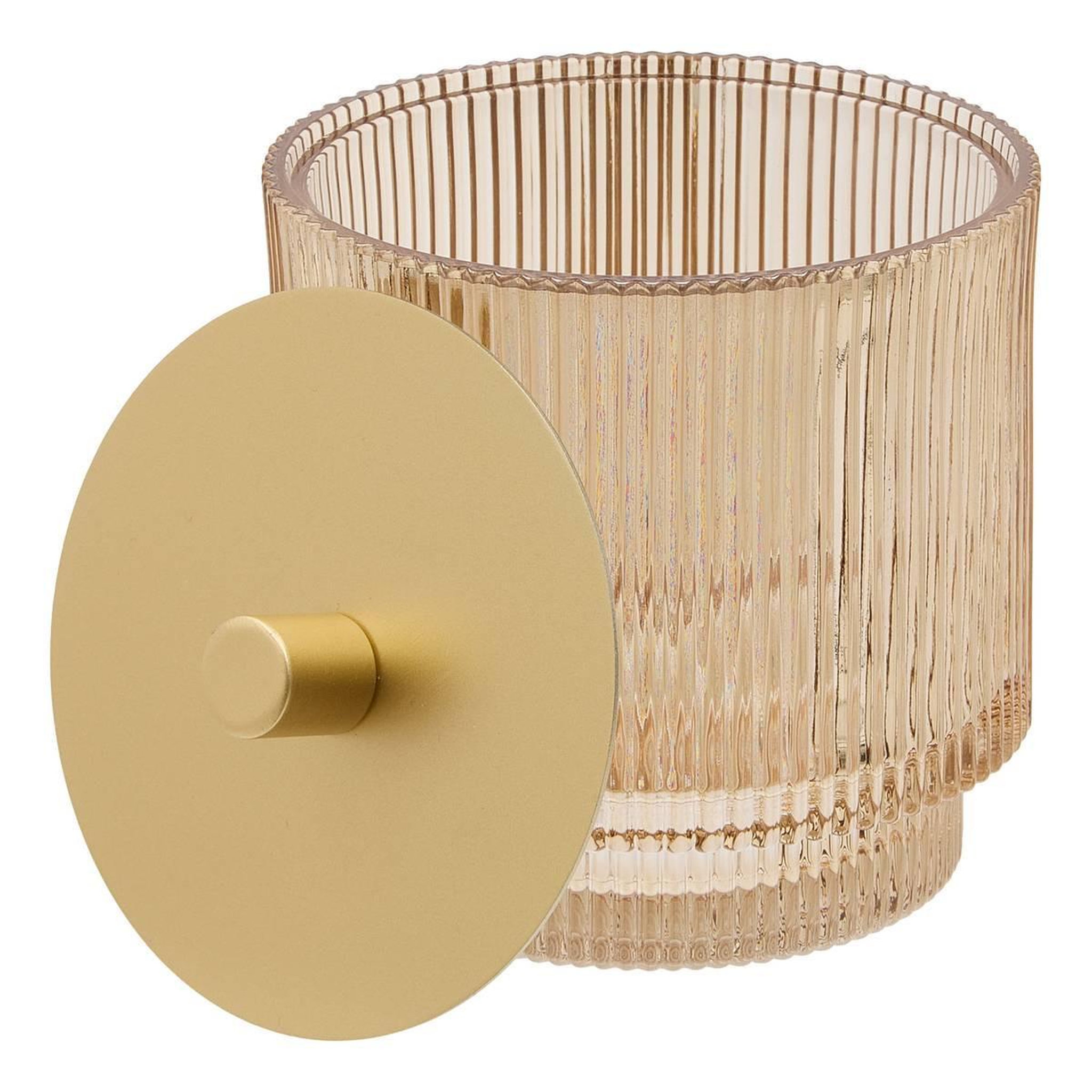 Voir la diapositive 2 : FIVE Pot à Cotons en Verre  Solis  11cm Ambre