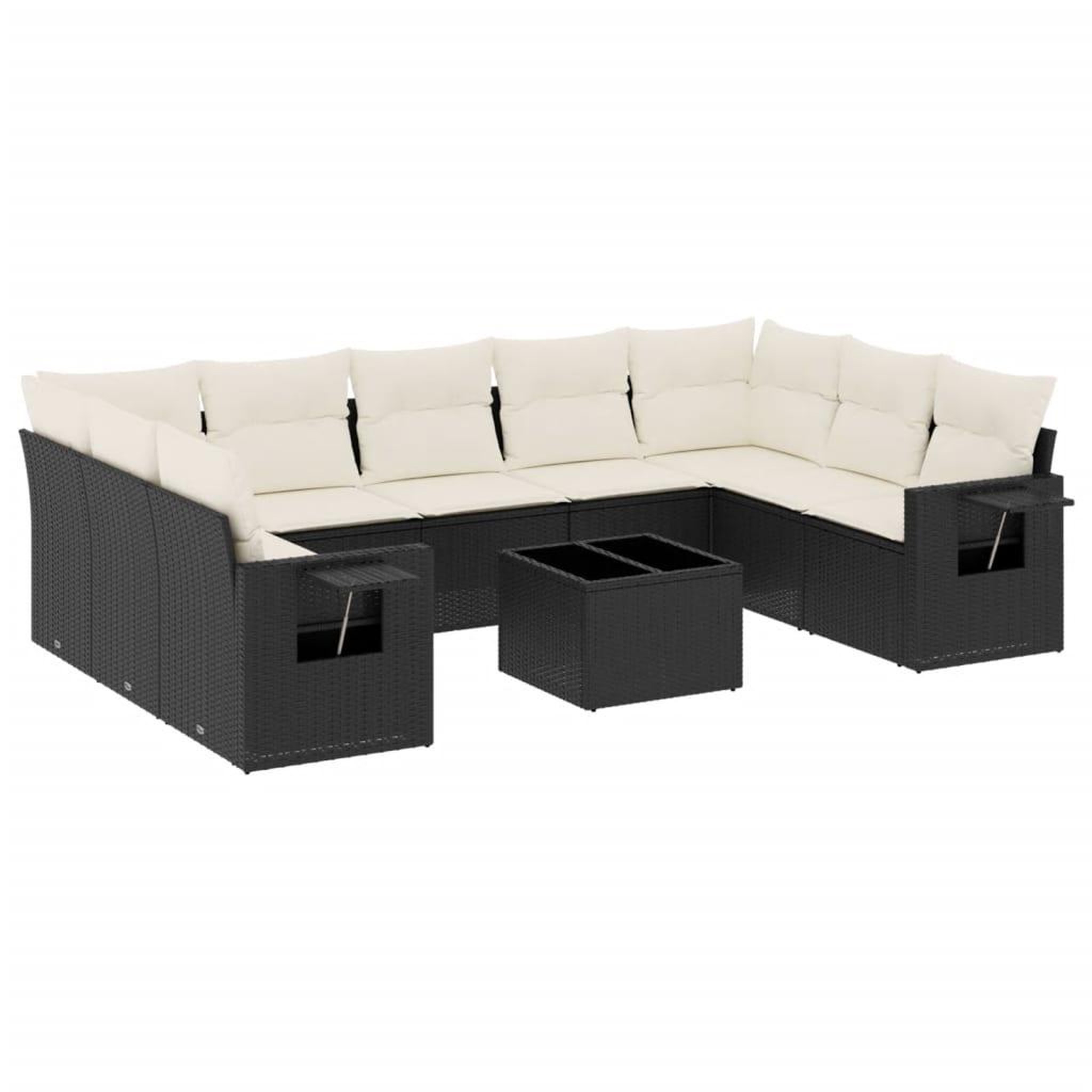 Voir la diapositive 2 : VIDAXL Salon de jardin 10 pcs avec coussins noir resine tressee