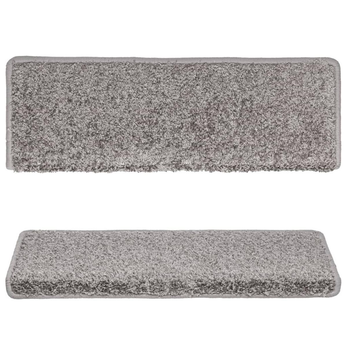 VIDAXL Tapis d'escalier 15 pcs 65x21x4 cm Gris