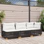 Voir la diapositive 3 : VIDAXL Canape de jardin avec coussins 3 places noir resine tressee