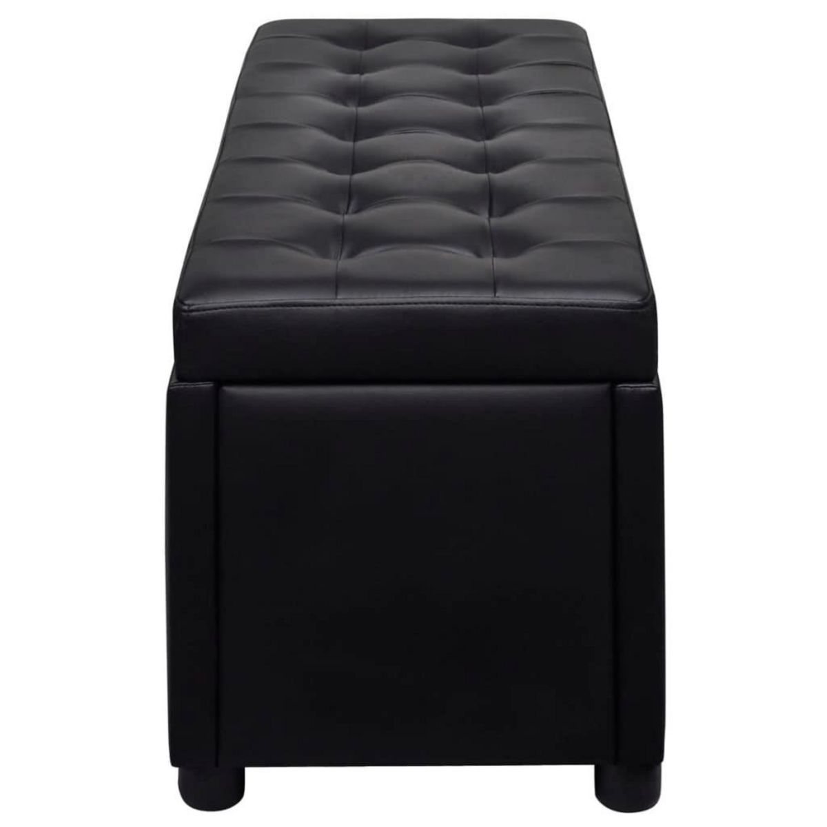 VIDAXL Pouf de rangement Cuir synthetique Noir