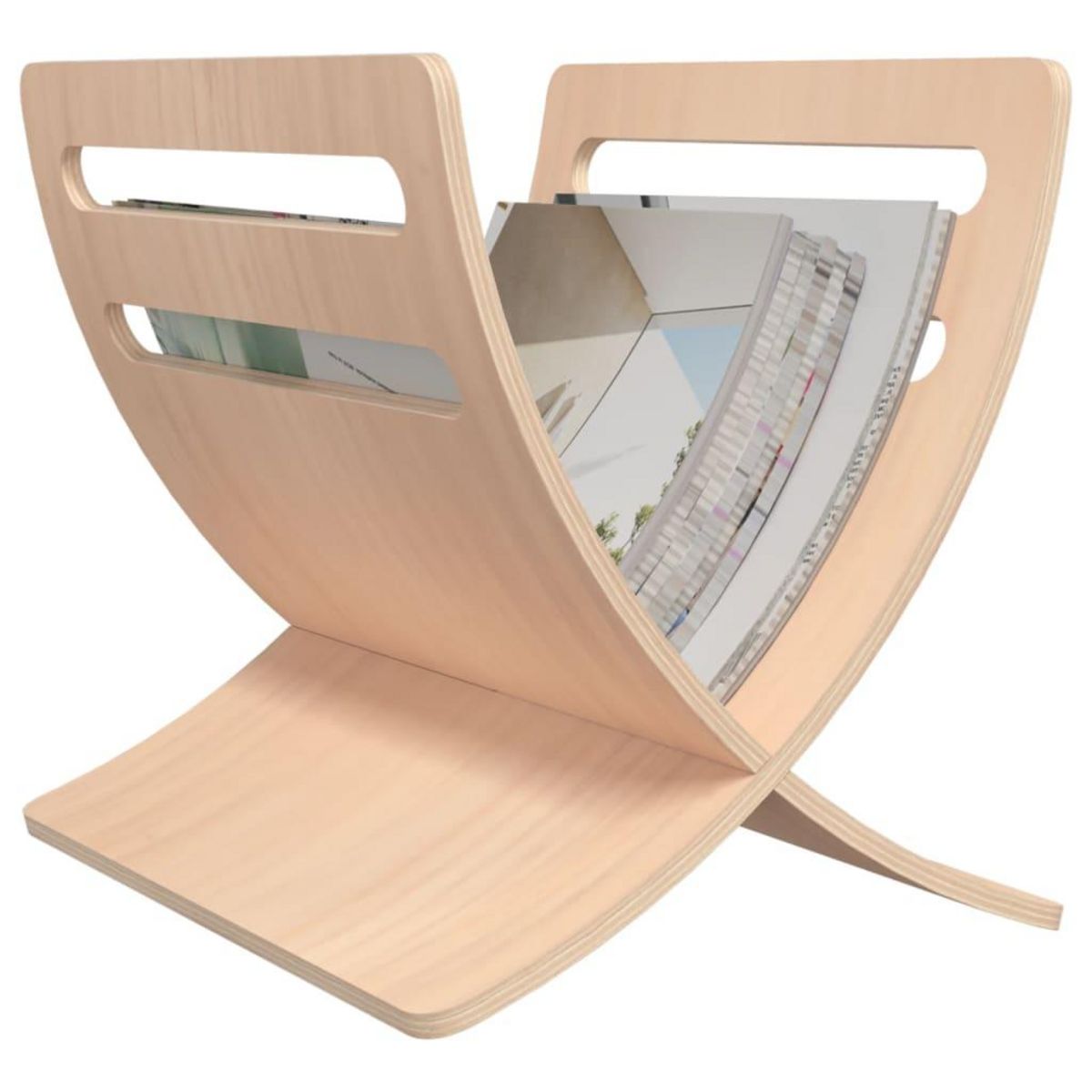 VIDAXL Porte-revue en bois sur pied naturel