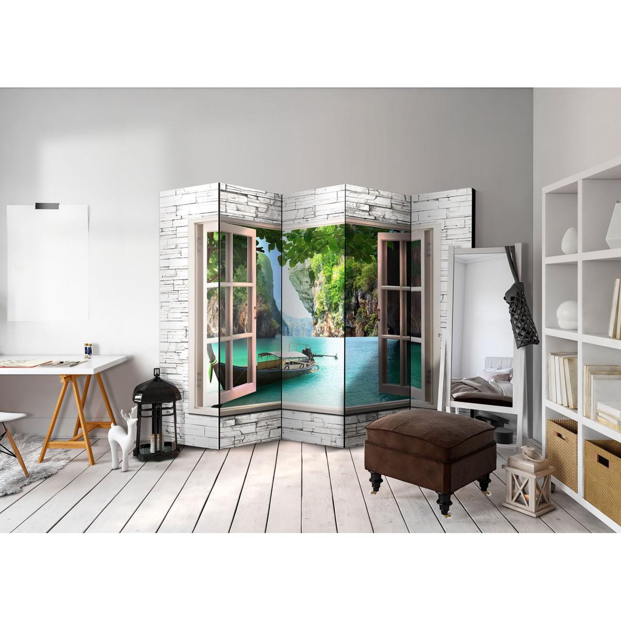 Voir la diapositive 2 : Paris Prix Paravent 5 volets  thai paradise  172x225cm