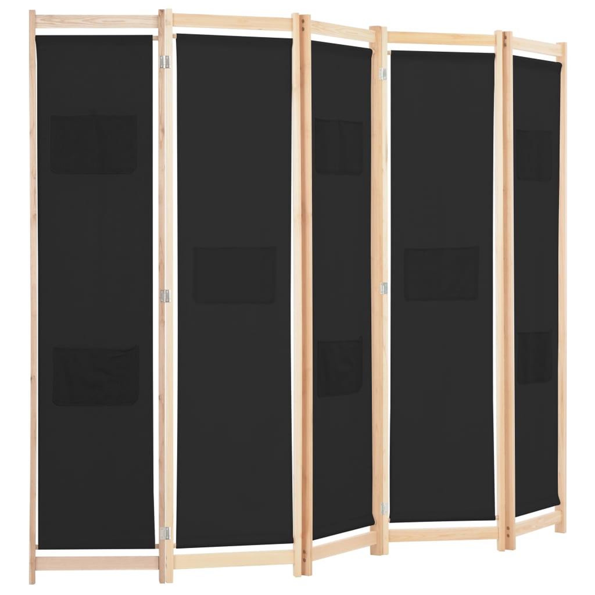 Voir la diapositive 3 : VIDAXL Cloison de separation 5 panneaux Noir 200 x 170 x 4 cm Tissu