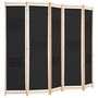 Voir la diapositive 3 : VIDAXL Cloison de separation 5 panneaux Noir 200 x 170 x 4 cm Tissu