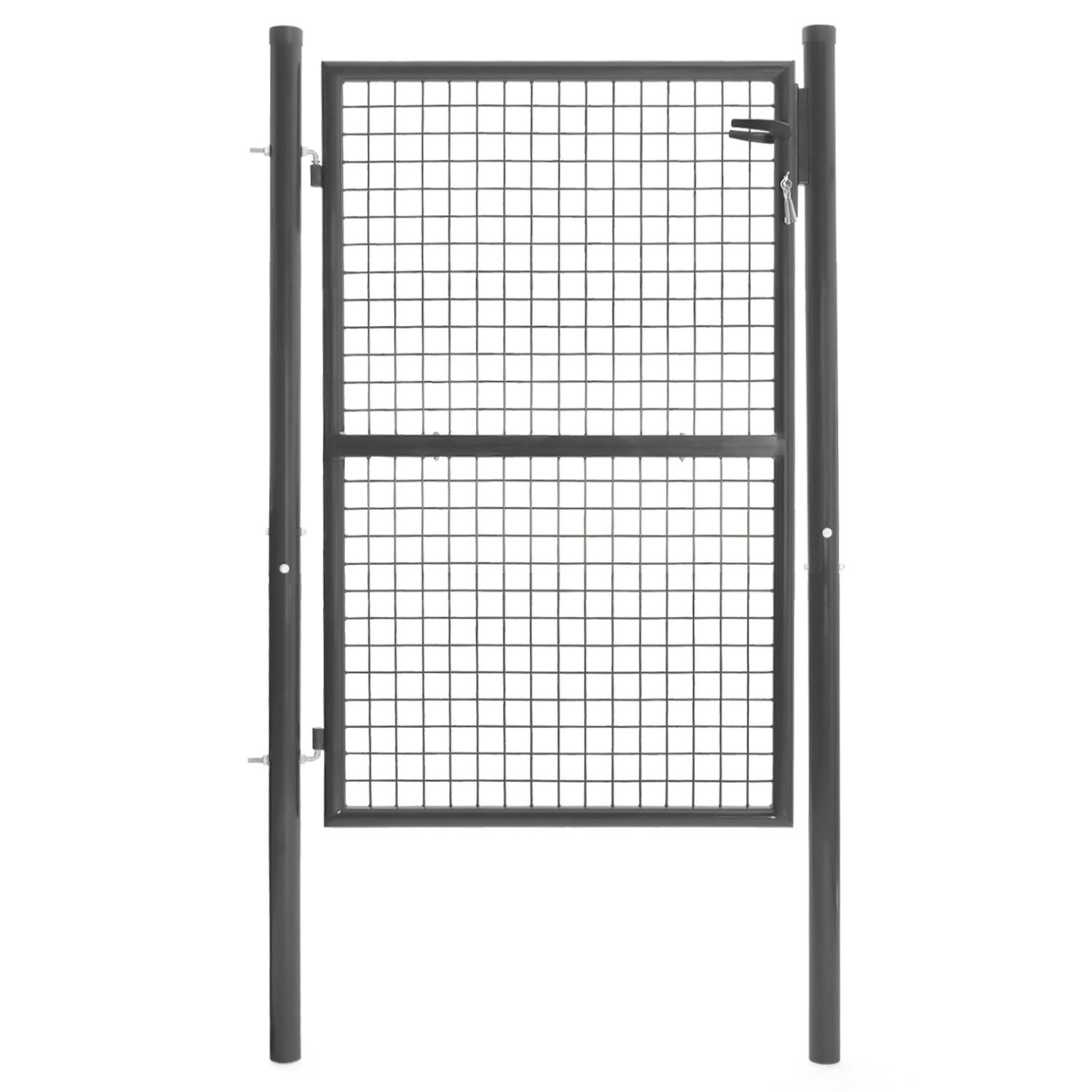 ID MARKET Portillon de jardin 105 x 125 cm en acier gris anthracite avec serrure et poignée