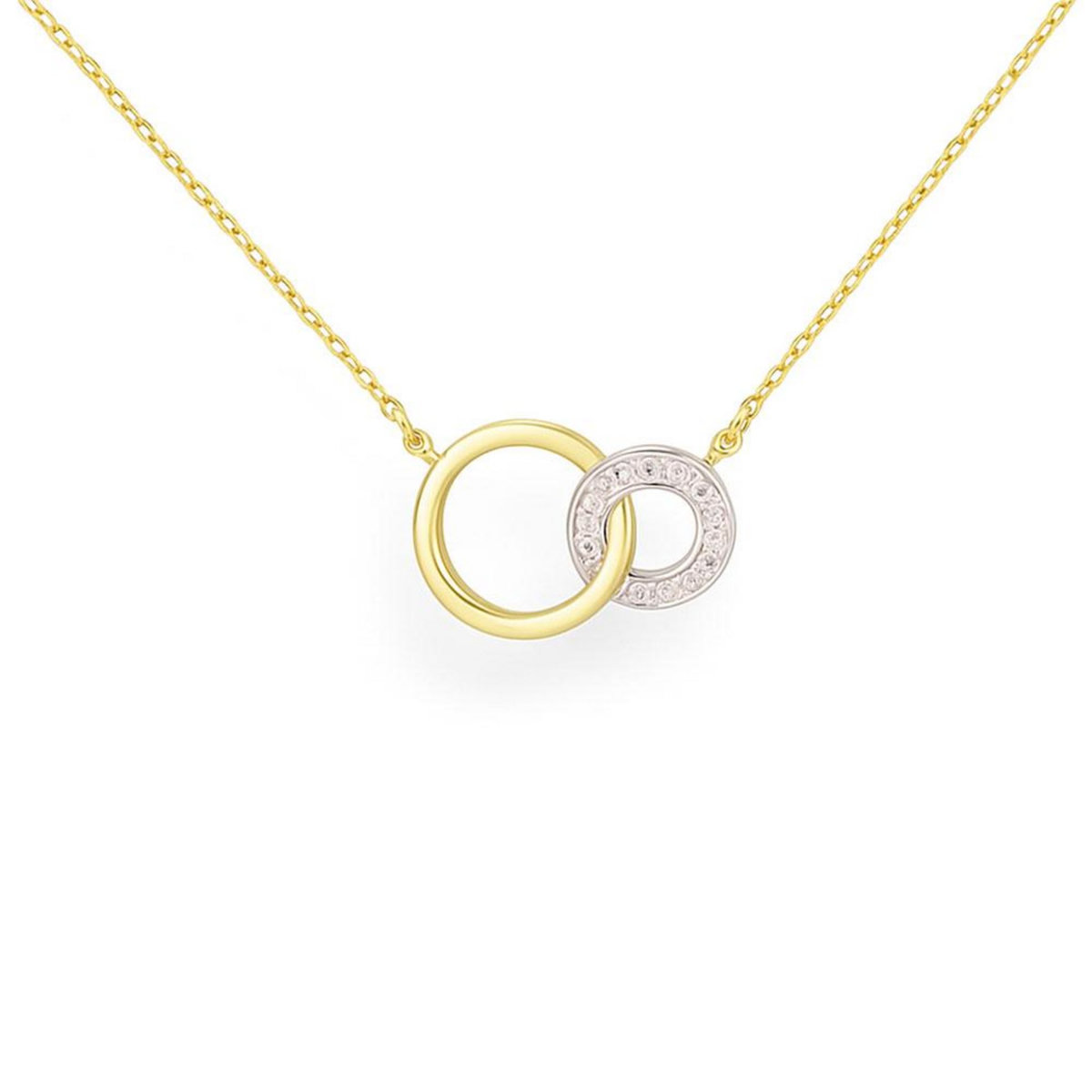 L'ATELIER D'AZUR Collier Or Jaune et Diamants - Motif Anneaux - Femme