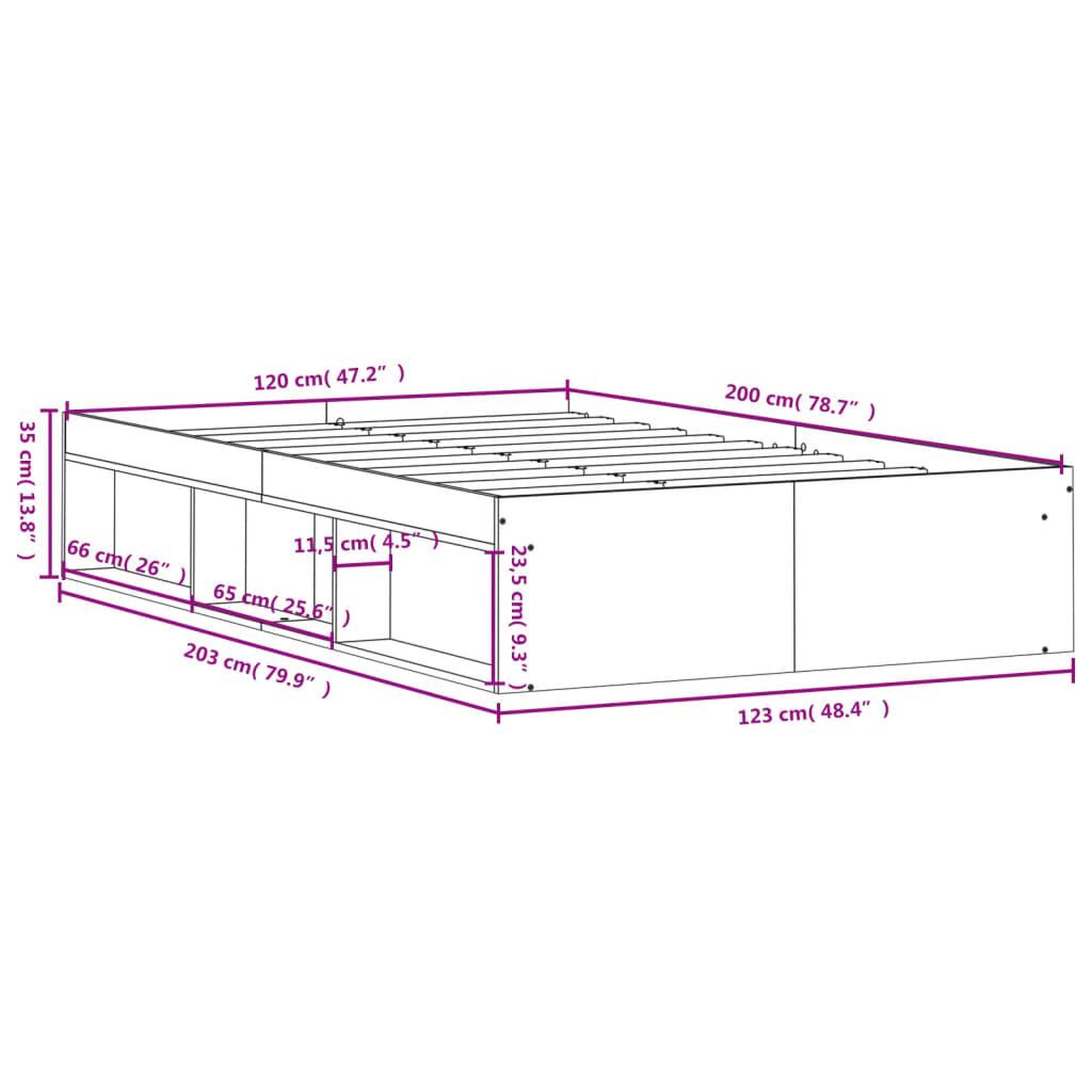 Voir la diapositive 6 : VIDAXL Cadre de lit sans matelas gris beton 120x200 cm