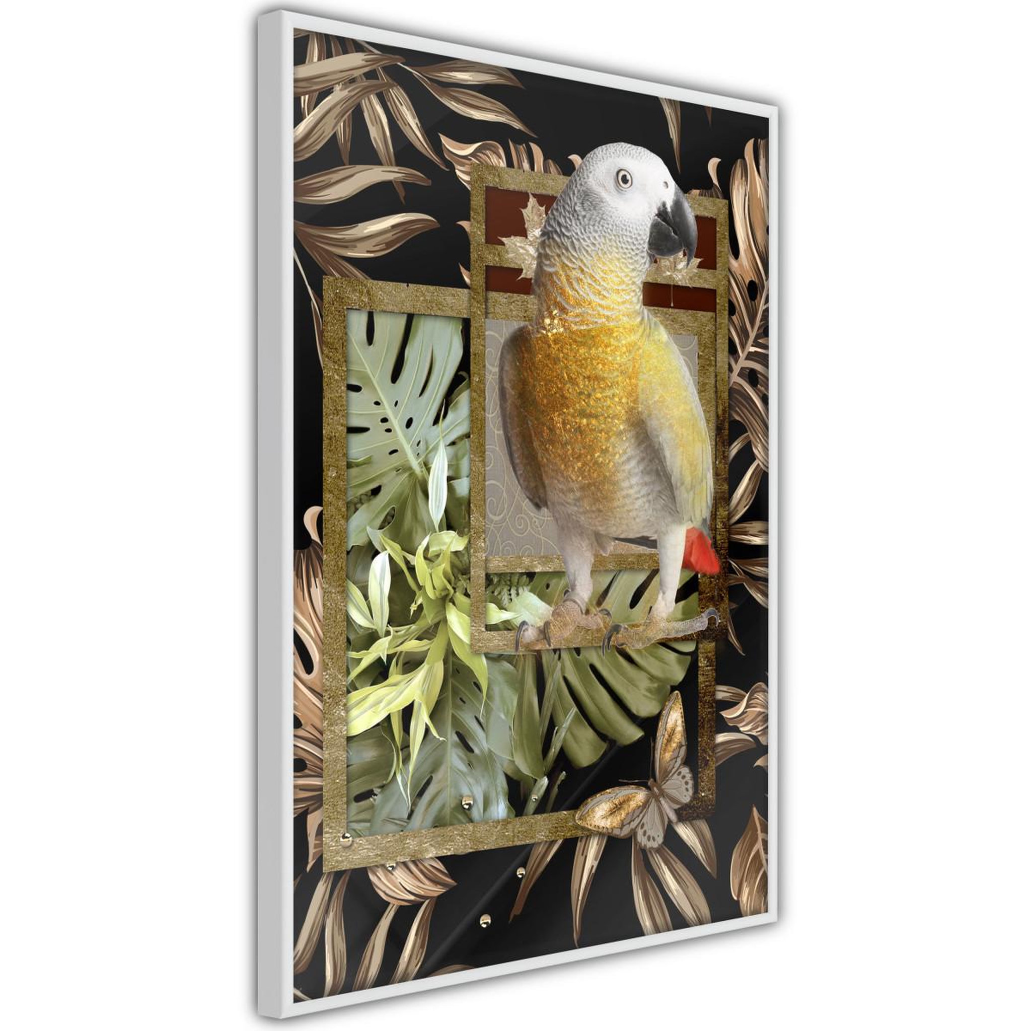Paris Prix Affiche murale encadrée  composition with gold parrot