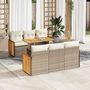 Voir la diapositive 1 : VIDAXL Salon de jardin avec coussins 7 pcs beige resine tressee acacia