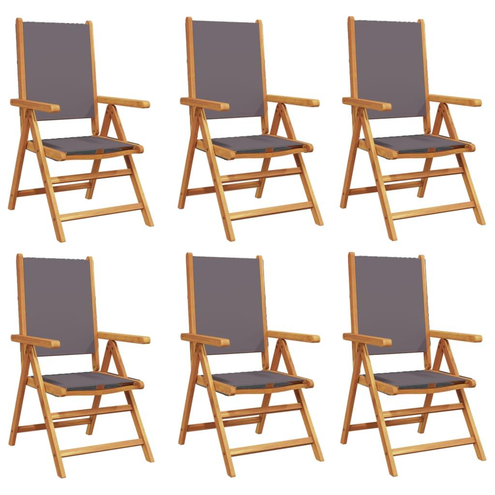 Voir la diapositive 2 : VIDAXL Chaises inclinables de jardin lot de 6 tissu et bois massif