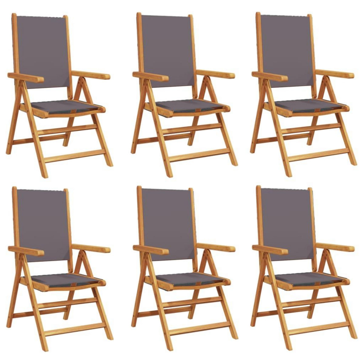 VIDAXL Chaises inclinables de jardin lot de 6 tissu et bois massif