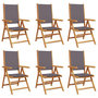 Voir la diapositive 2 : VIDAXL Chaises inclinables de jardin lot de 6 tissu et bois massif
