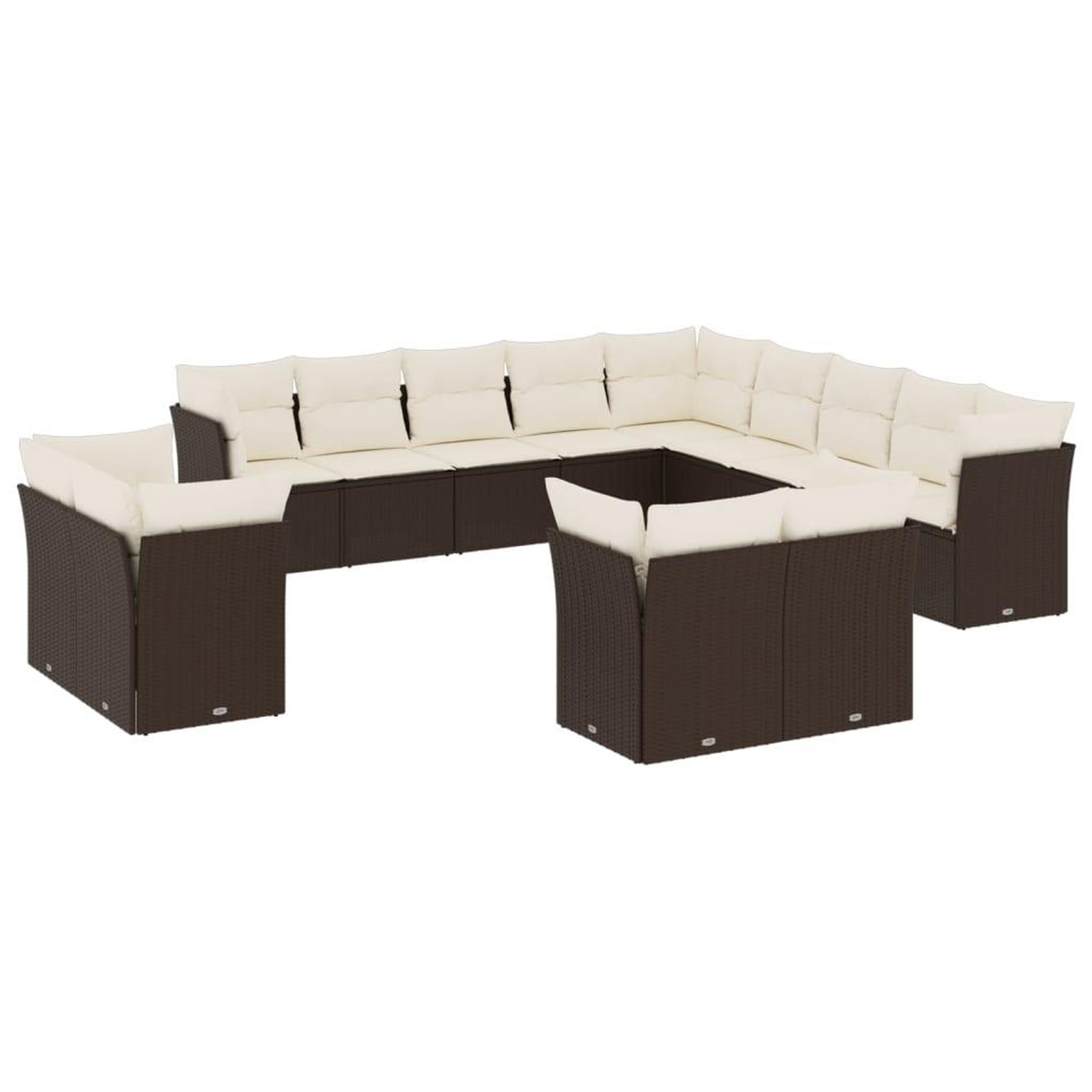 Voir la diapositive 2 : VIDAXL Salon de jardin avec coussins 13 pcs marron resine tressee