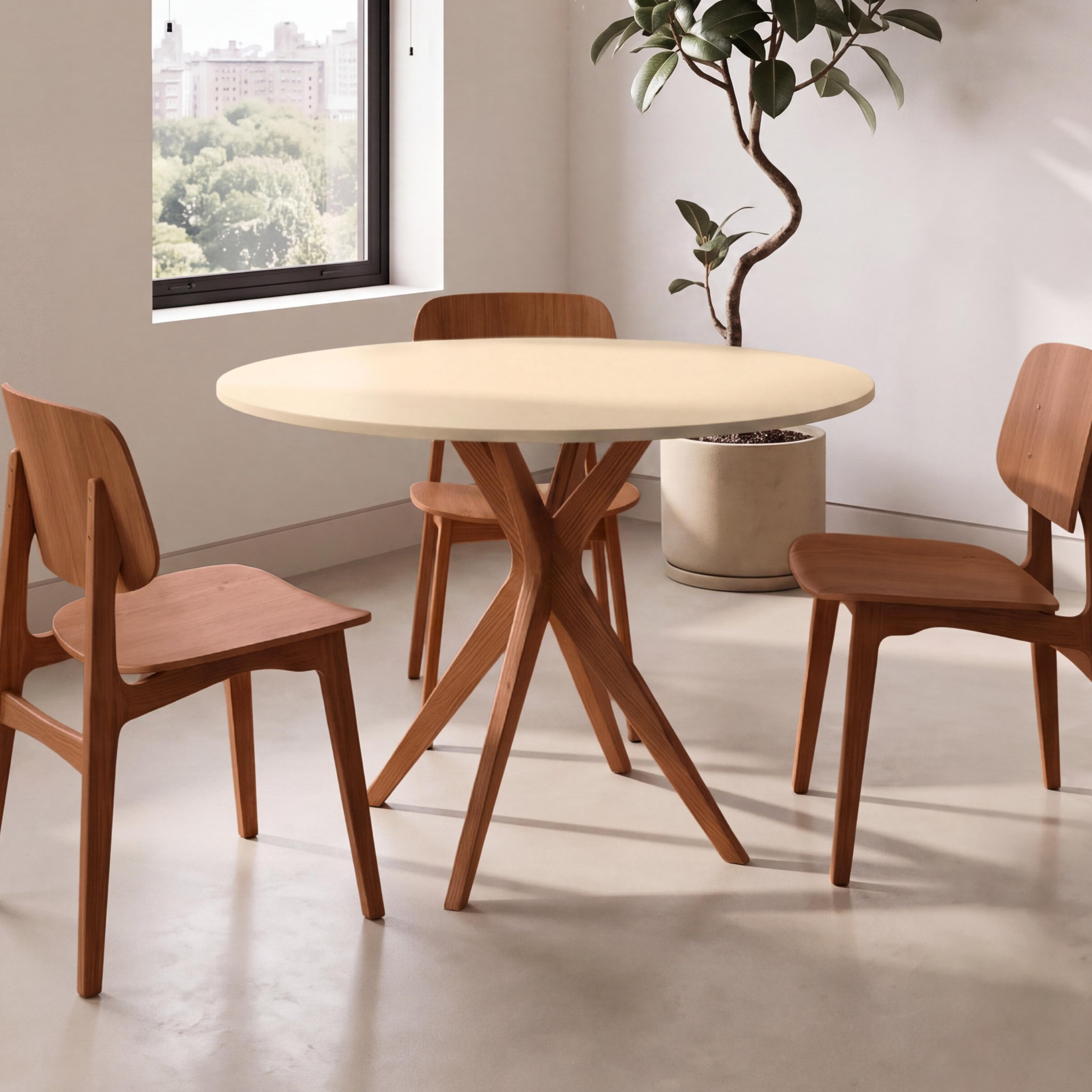 Voir la diapositive 2 : RAGABA Jubi Table à manger ronde | Pied en frêne
