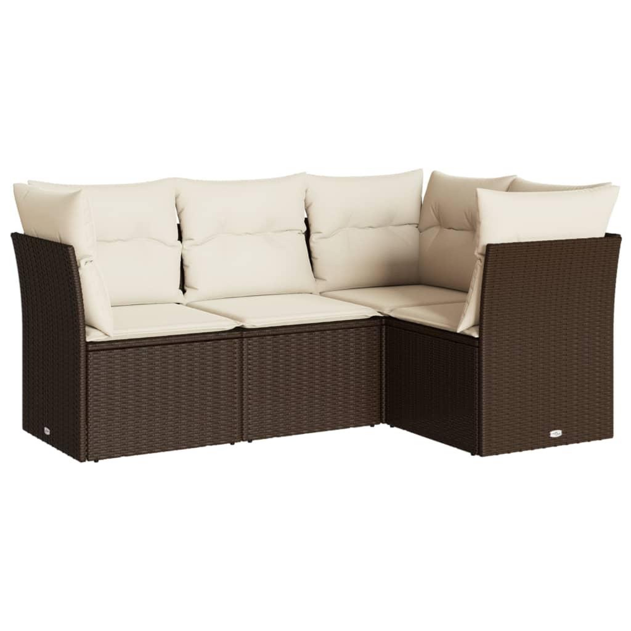 Voir la diapositive 2 : VIDAXL Salon de jardin 4 pcs avec coussins marron resine tressee
