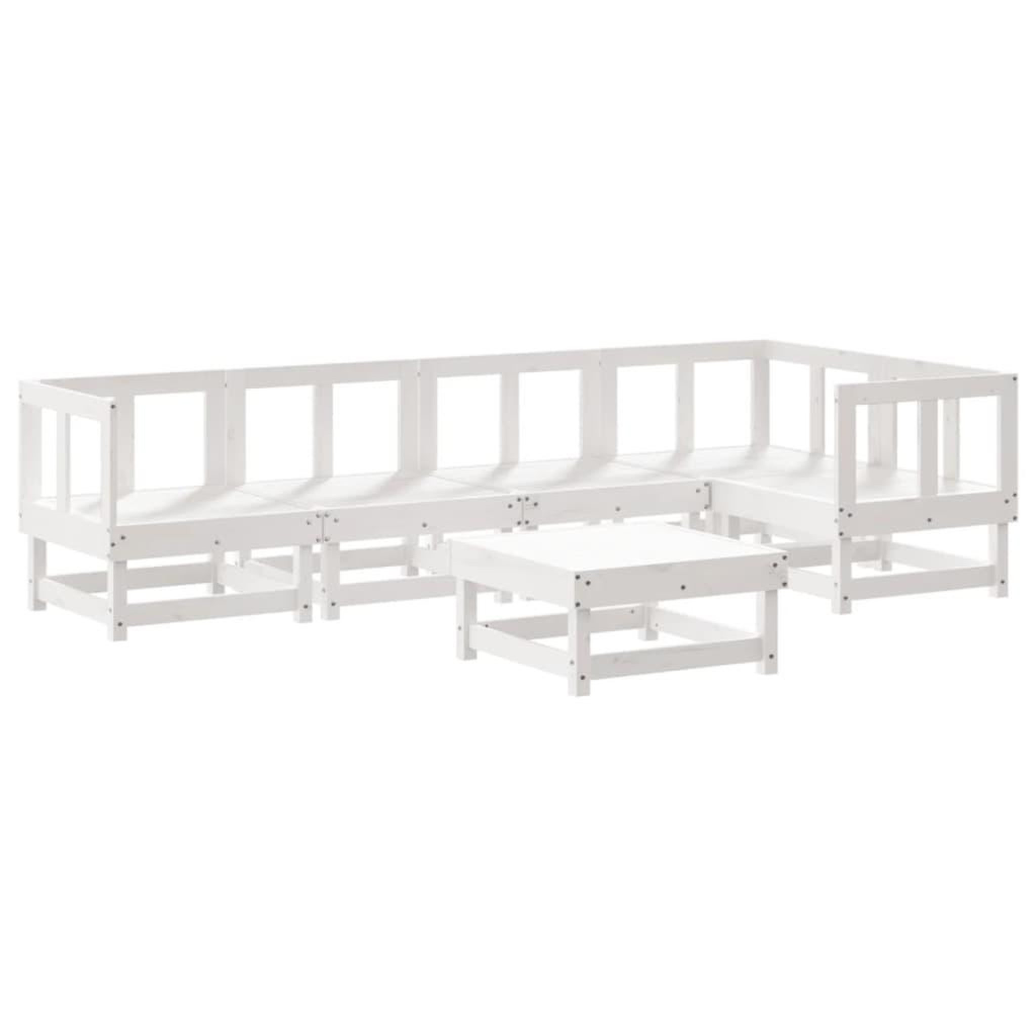 Voir la diapositive 2 : VIDAXL Salon de jardin 6 pcs Blanc Bois de pin massif