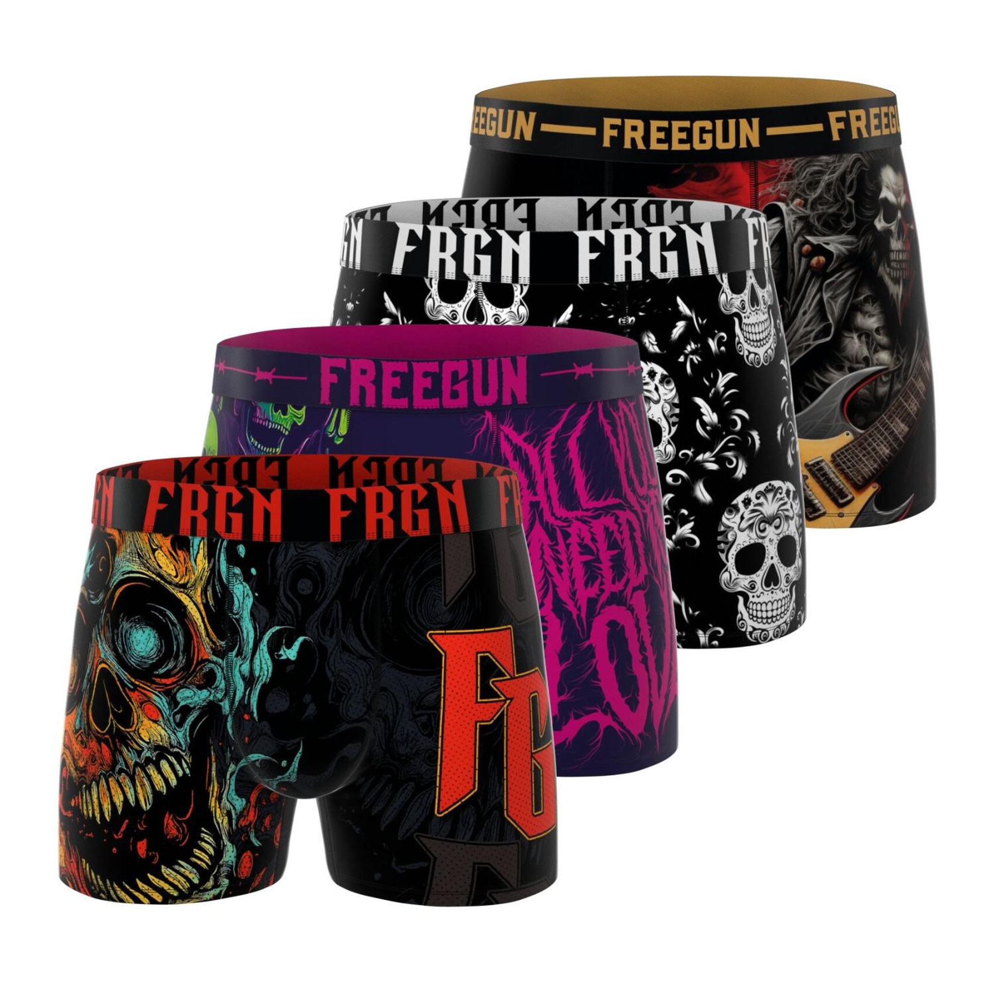 Voir la diapositive 1 : FREEGUN Lot de 4 boxers homme Heavy Rock
