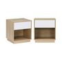 Voir la diapositive 1 : SWEEEK Lot de 2 tables de chevet 1 tiroir 1 niche effet bois bicolore
