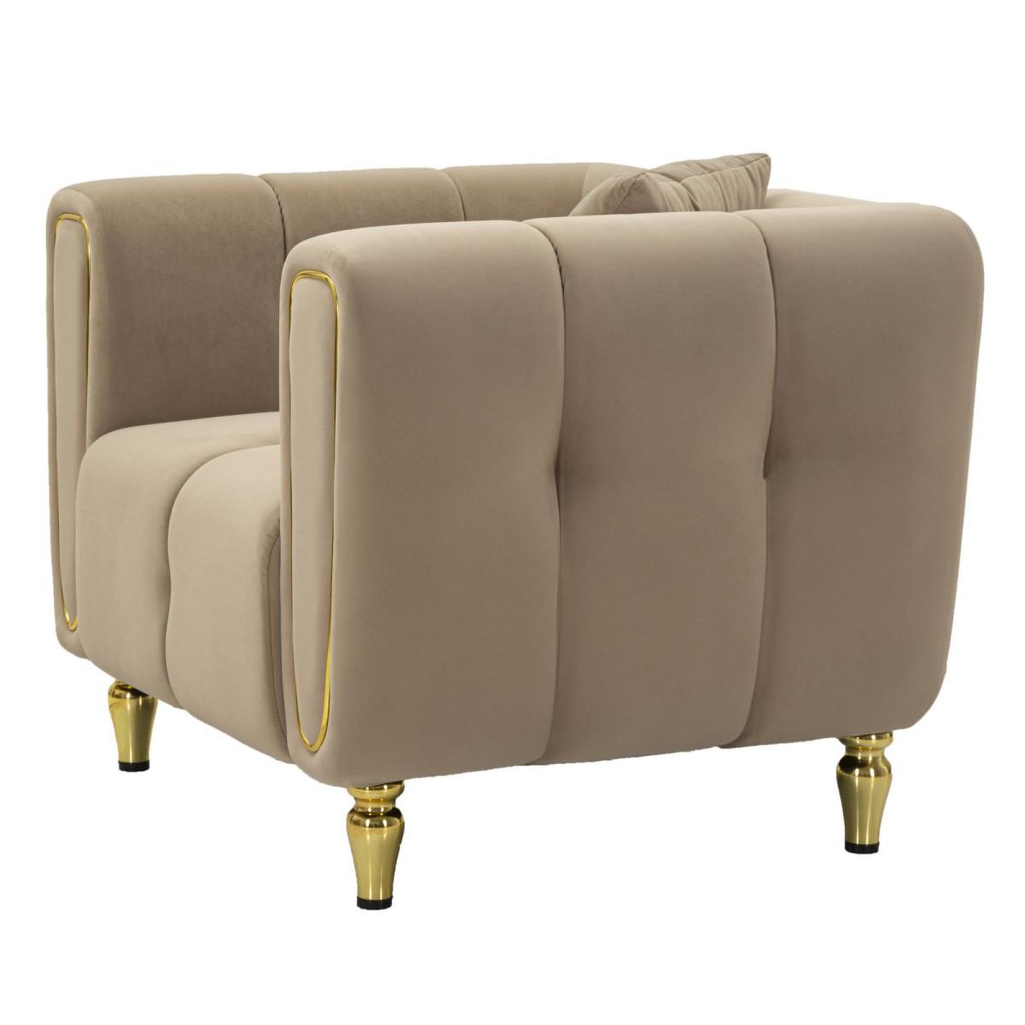 Voir la diapositive 3 : Paris Prix Fauteuil en Velours Matelassé  Alma  97cm Gris
