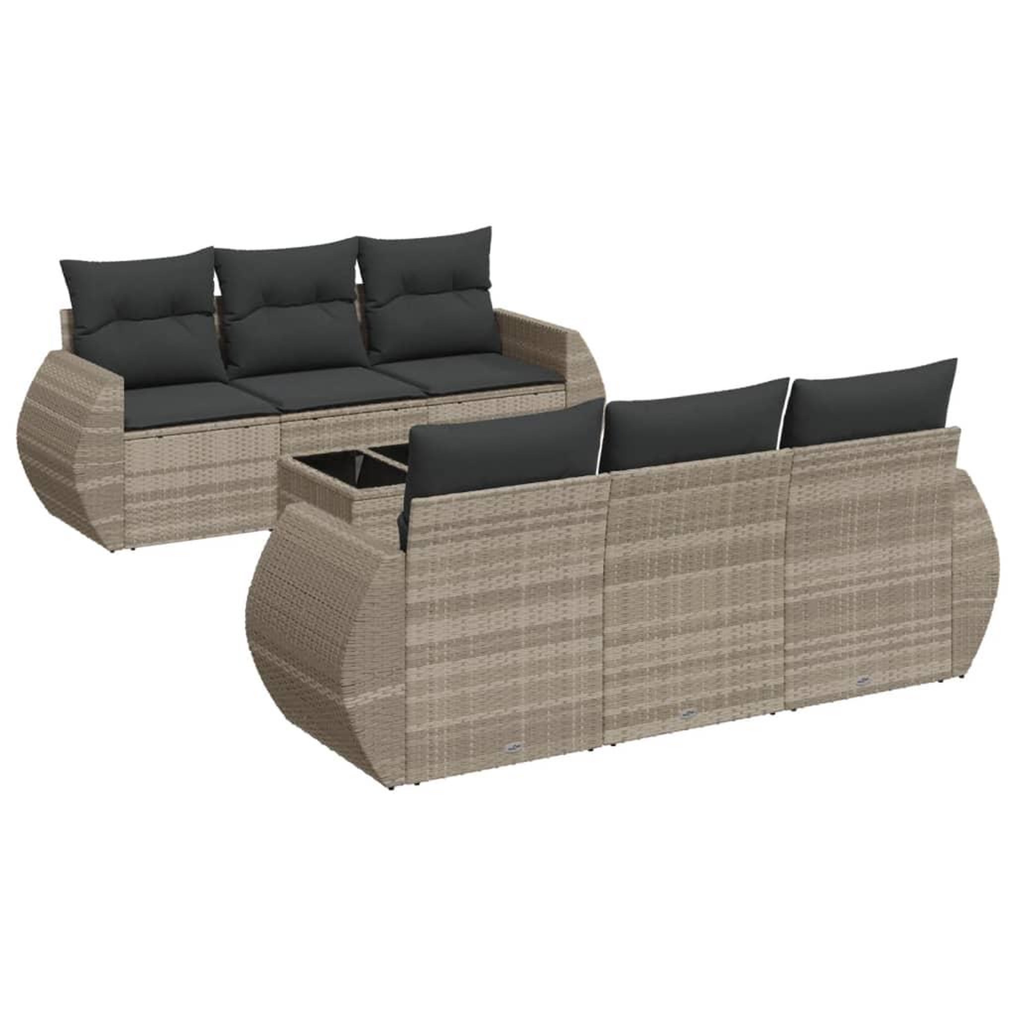Voir la diapositive 2 : VIDAXL Salon de jardin avec coussins 7 pcs gris clair resine tressee