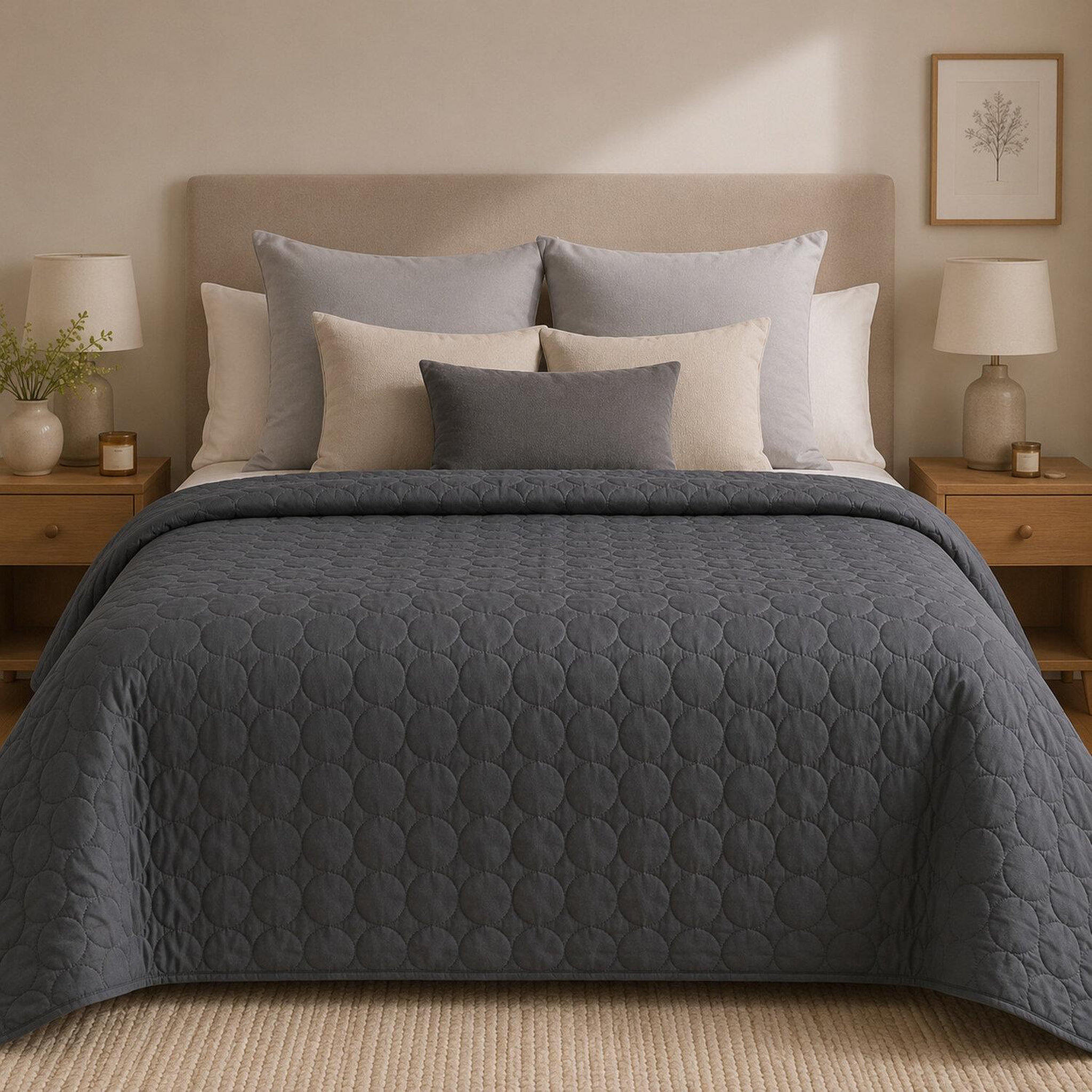 Les Ateliers du Linge Boutis 100% polyester. Coloris disponibles : Gris