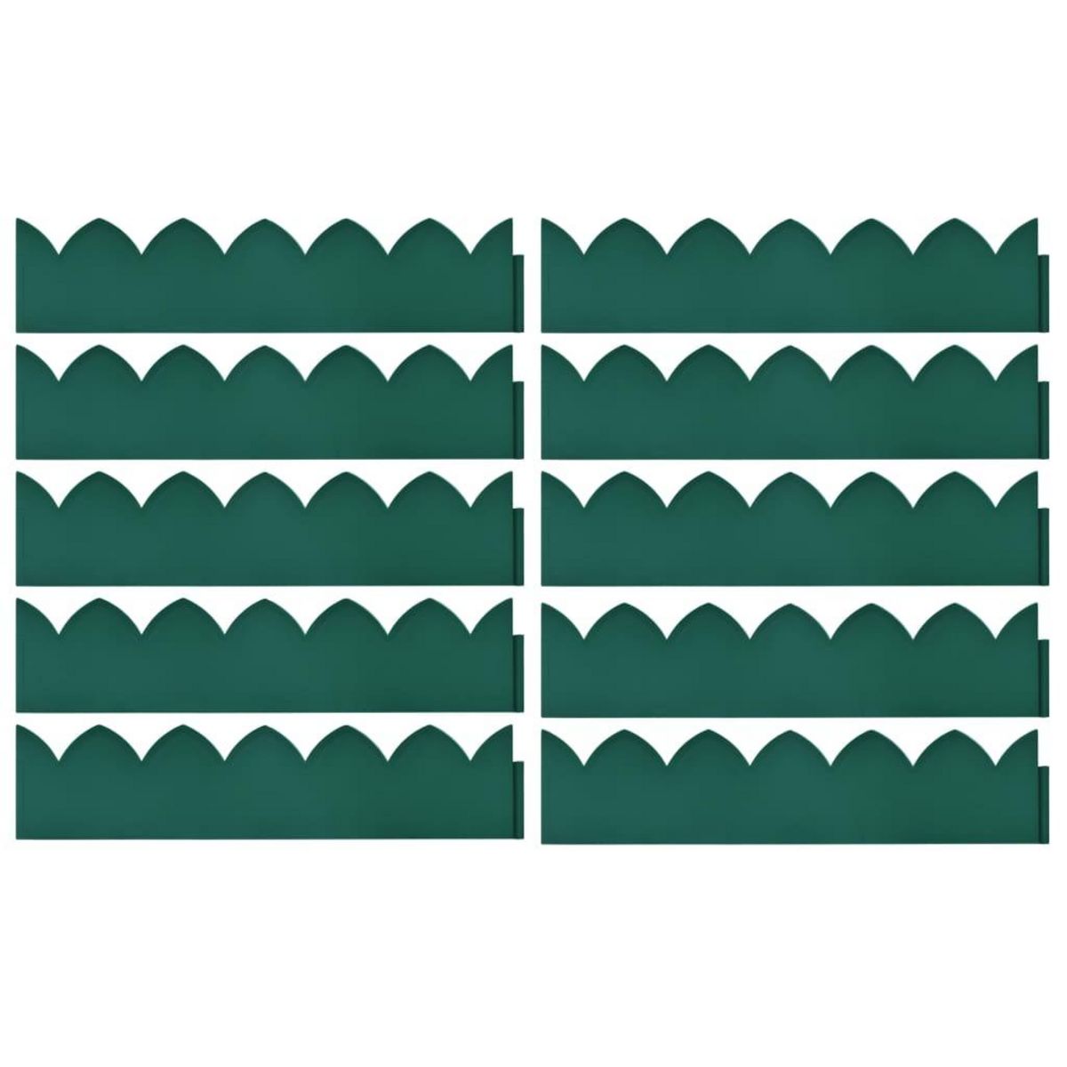 VIDAXL Bordures de jardin 10 pcs Vert 65x15 cm PP