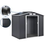 Habitat et Jardin Abri de jardin métal-  Vegas -  2.7 m² avec panneaux solaires - Gris