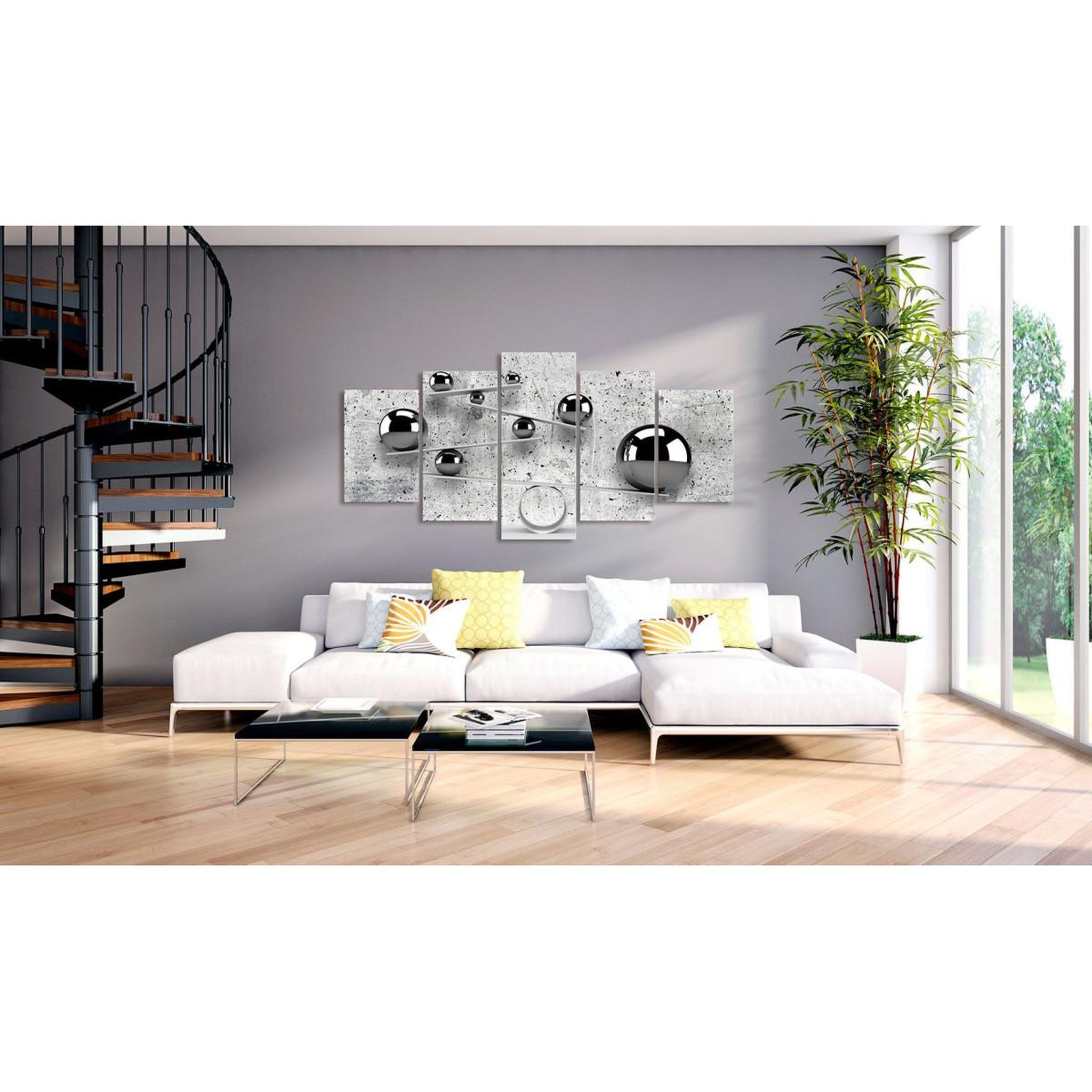 Voir la diapositive 2 : Paris Prix Tableau Imprimé 5 Panneaux  Balls & Concrete Wide