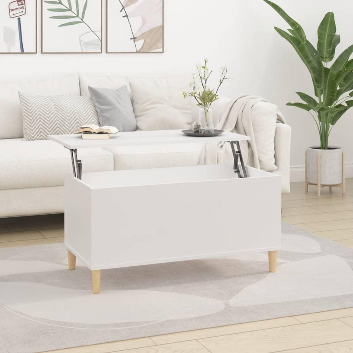 VIDAXL Table basse Blanc 90x44,5x45 cm Bois d'ingenierie